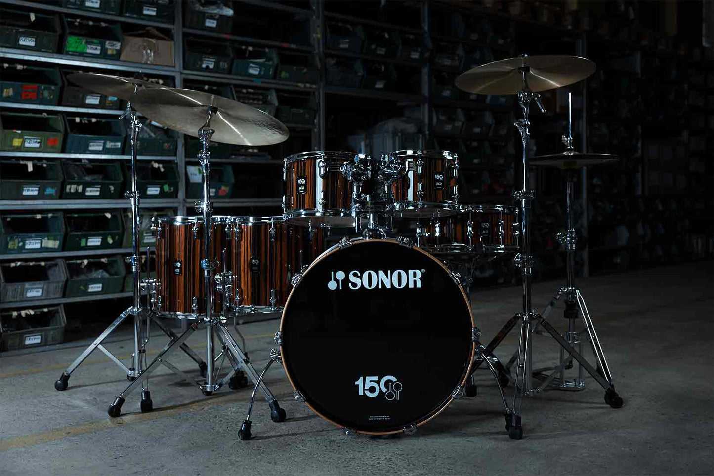 Sonor 150th Anniversary AQ2 6-Piece Drum Shell Pack - Ebony Gloss Lacquer