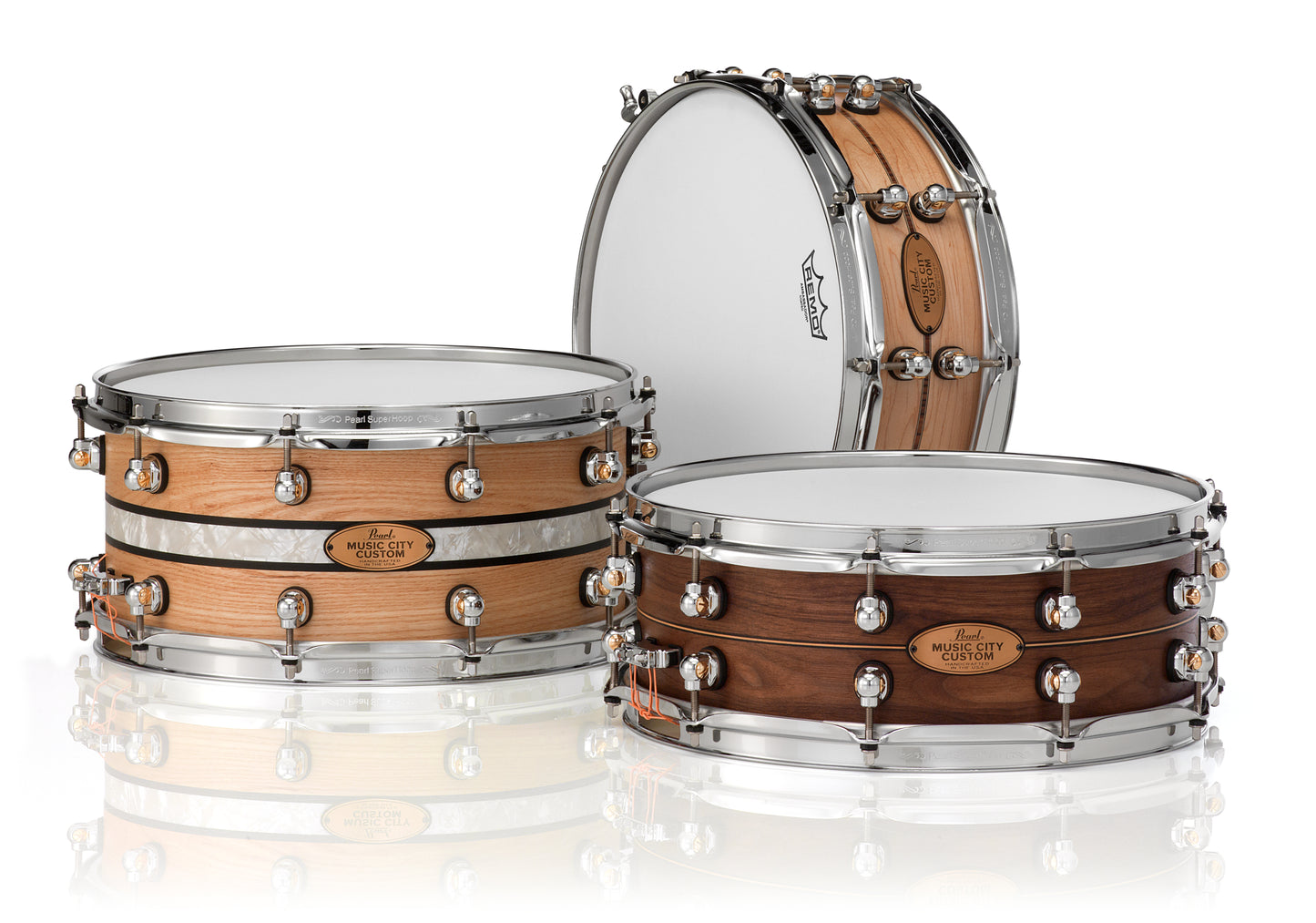 MUSIC CITY CUSTOM SOLID ASH 14"X5" SNARE DRUM W/INLAY
