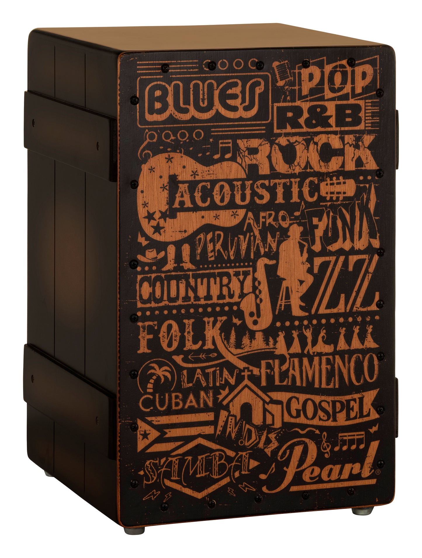 PRIMERO CRATE STYLE CAJON WITH MUSIC GENRE FRONT