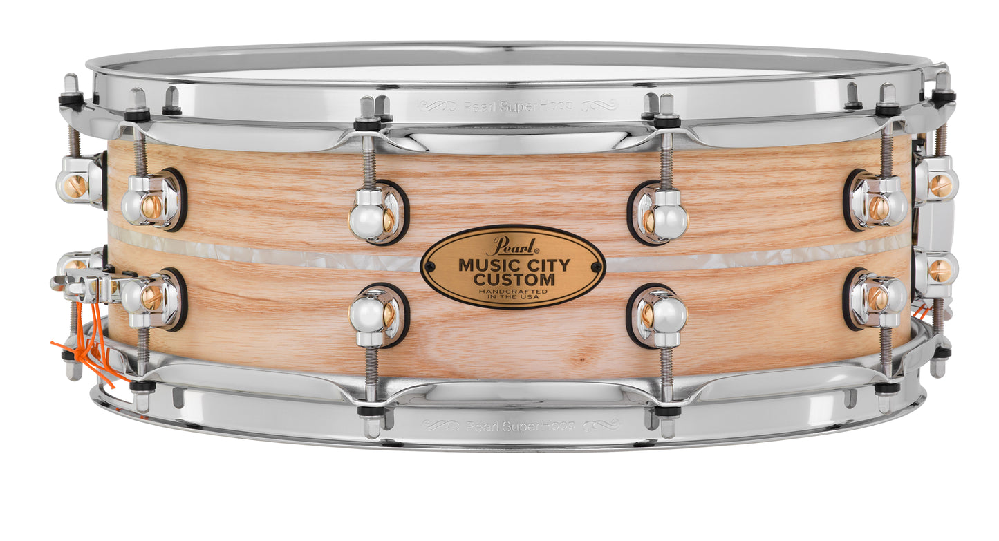 MUSIC CITY CUSTOM SOLID ASH 14"X5" SNARE DRUM W/INLAY