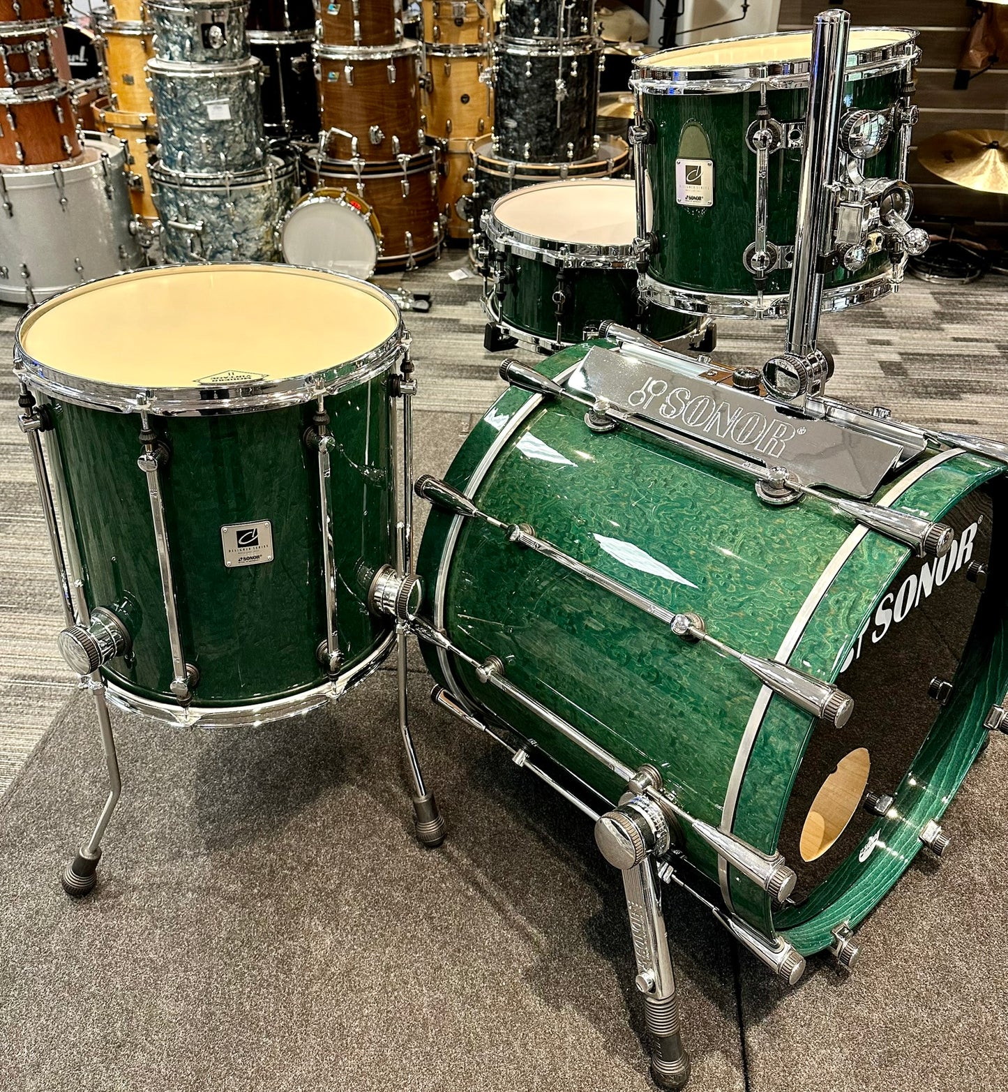 Sonor Designer Maple 4-Piece - Green Stain Birdseye Maple