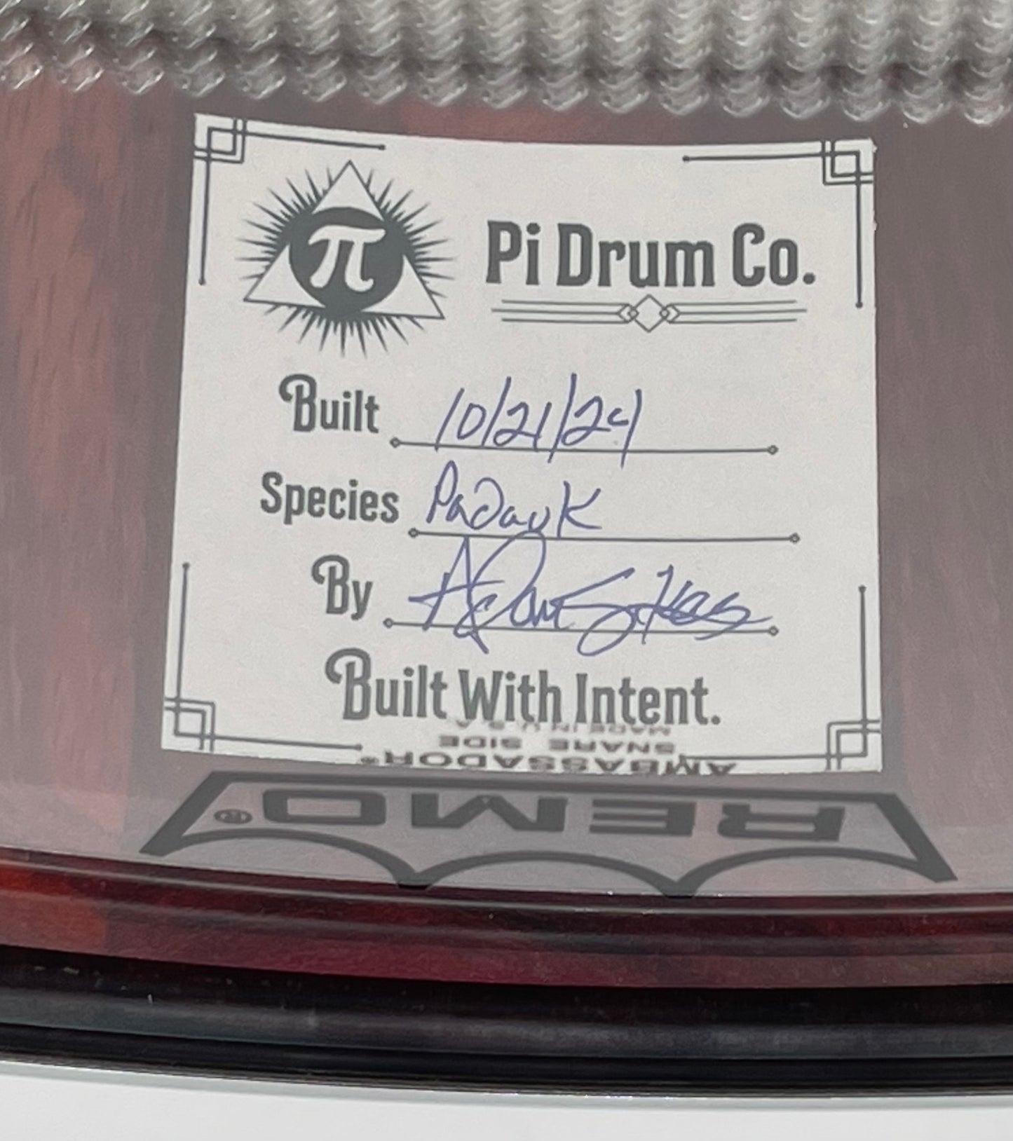 Pi Drum Company 14" x 3.5" Piccolo Padauk Wood Snare