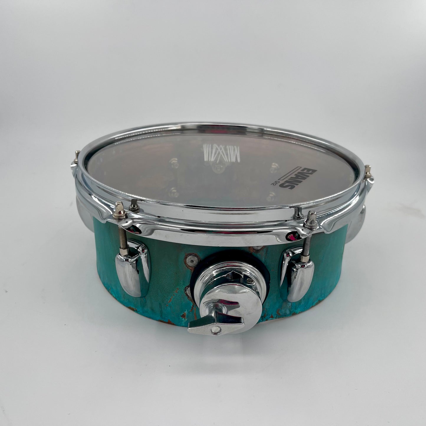 Lucky Drum Company 10" L-Arm Mountable Side Snare in Lady Liberty Chemical Patina