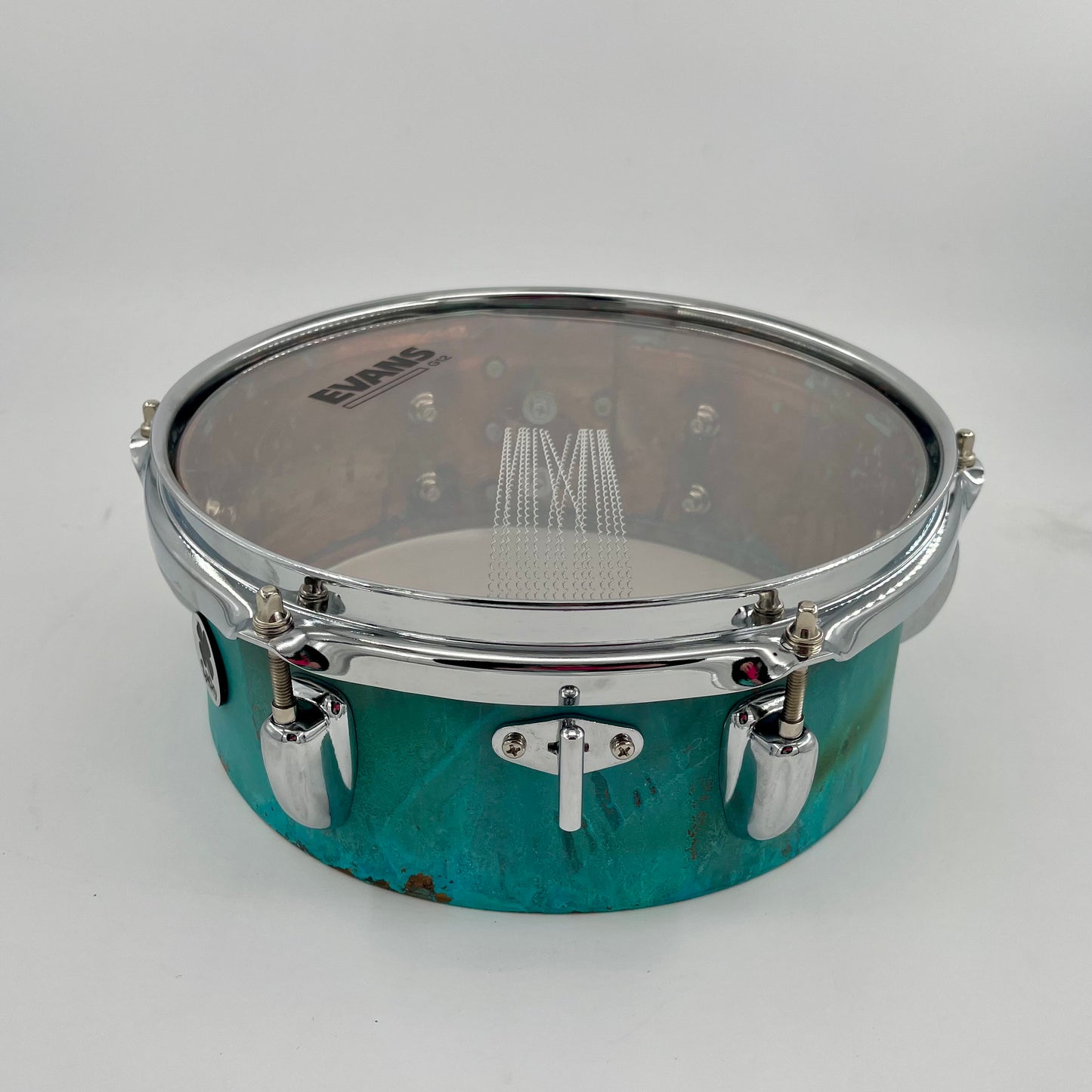 Lucky Drum Company 10" L-Arm Mountable Side Snare in Lady Liberty Chemical Patina