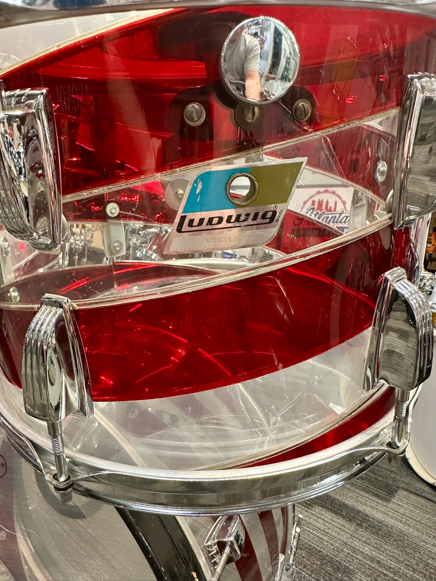 Ludwig 1970s Pattern C Spiral Red and Clear Vistalite 5-Piece Kit