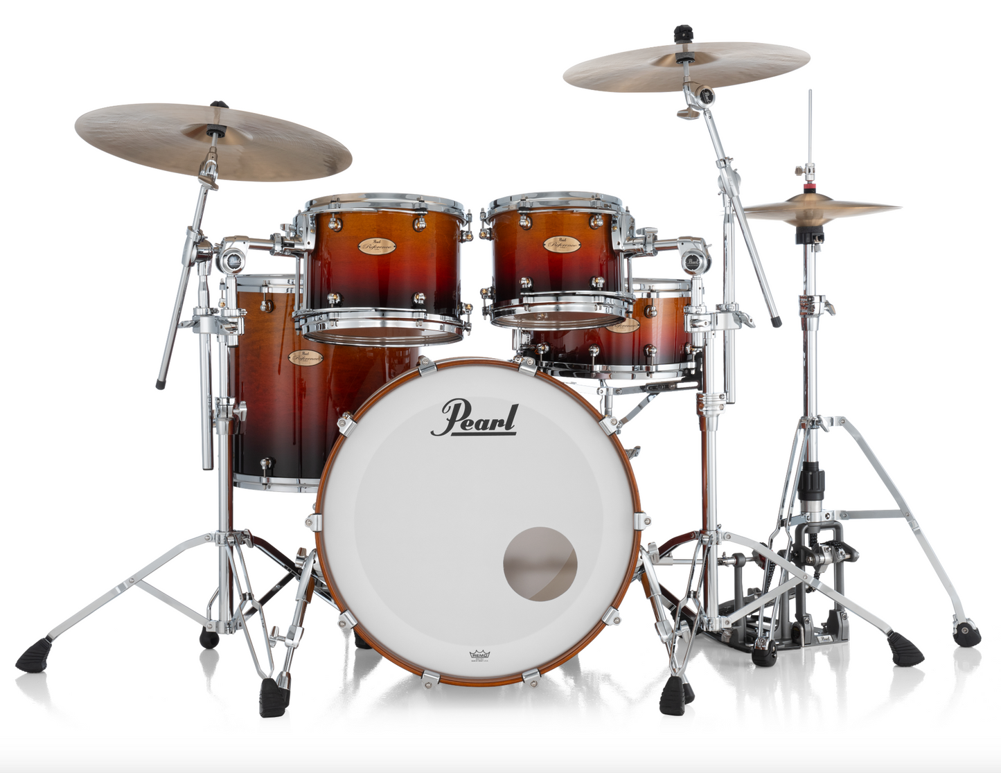 Pearl Reference One 4 Piece Shell Pack "XESP" - 22" Bass Drum CHERRY AMBER FADE
