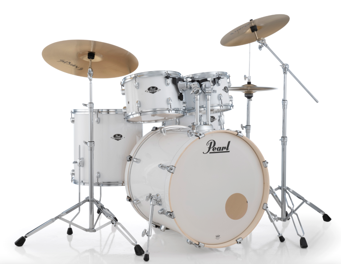 Pearl Export 5-Piece Drum Set With Sabian Cymbals - 22" Bass Drum PURE WHITE