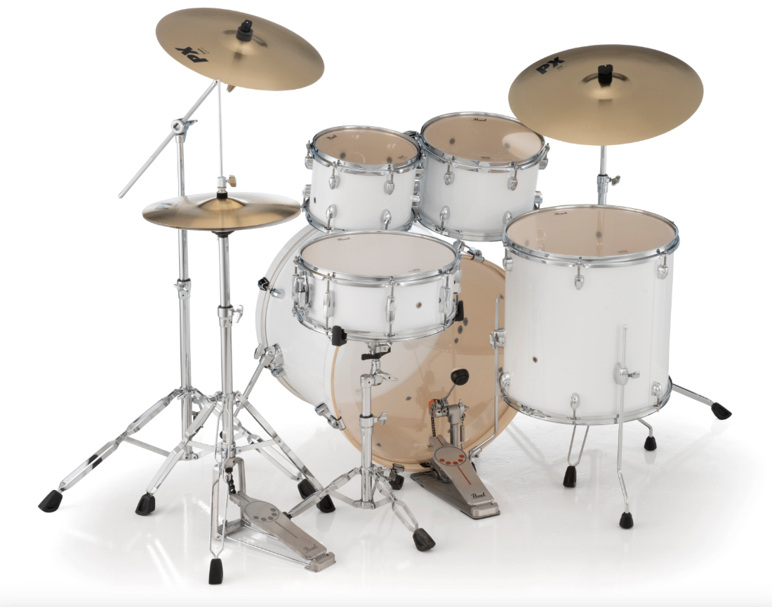 Pearl Export 5-Piece Drum Set With Sabian Cymbals - 22" Bass Drum PURE WHITE