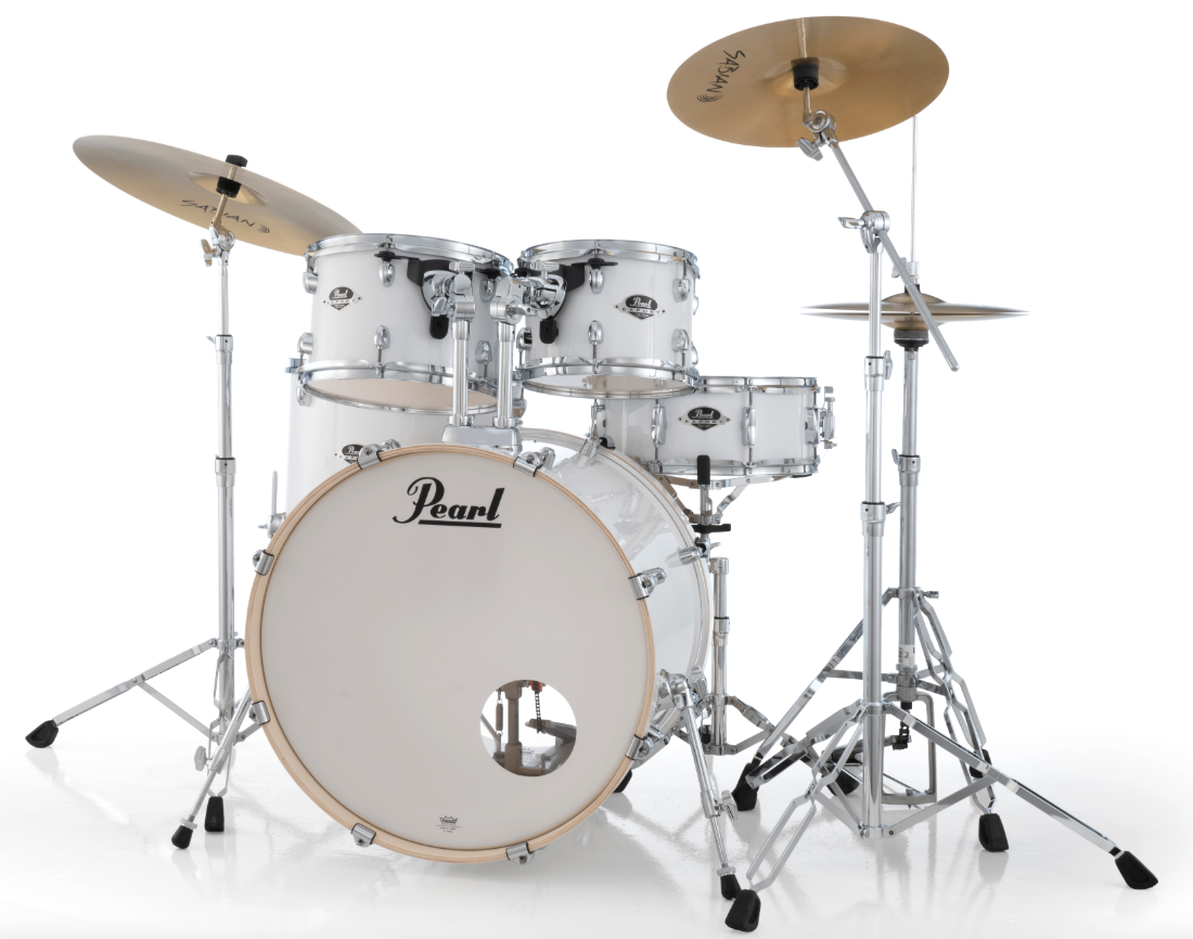 Pearl Export 5-Piece Drum Set With Sabian Cymbals - 22" Bass Drum PURE WHITE