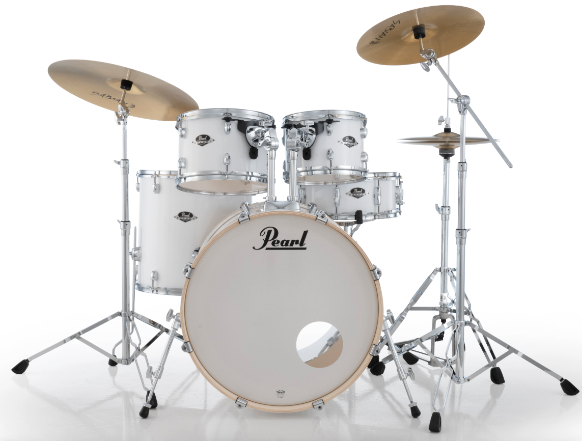 Pearl Export 5-Piece Drum Set With Sabian Cymbals - 22" Bass Drum PURE WHITE