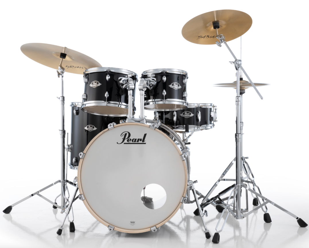 Pearl Export 5-Piece Drum Set With Sabian Cymbals - 22" Bass Drum JET BLACK