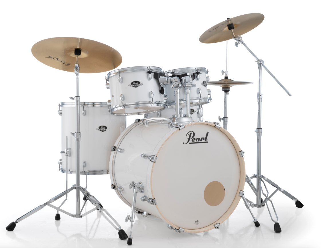 Pearl Export 5-Piece Drum Set With Sabian Cymbals - 22" Bass Drum PURE WHITE