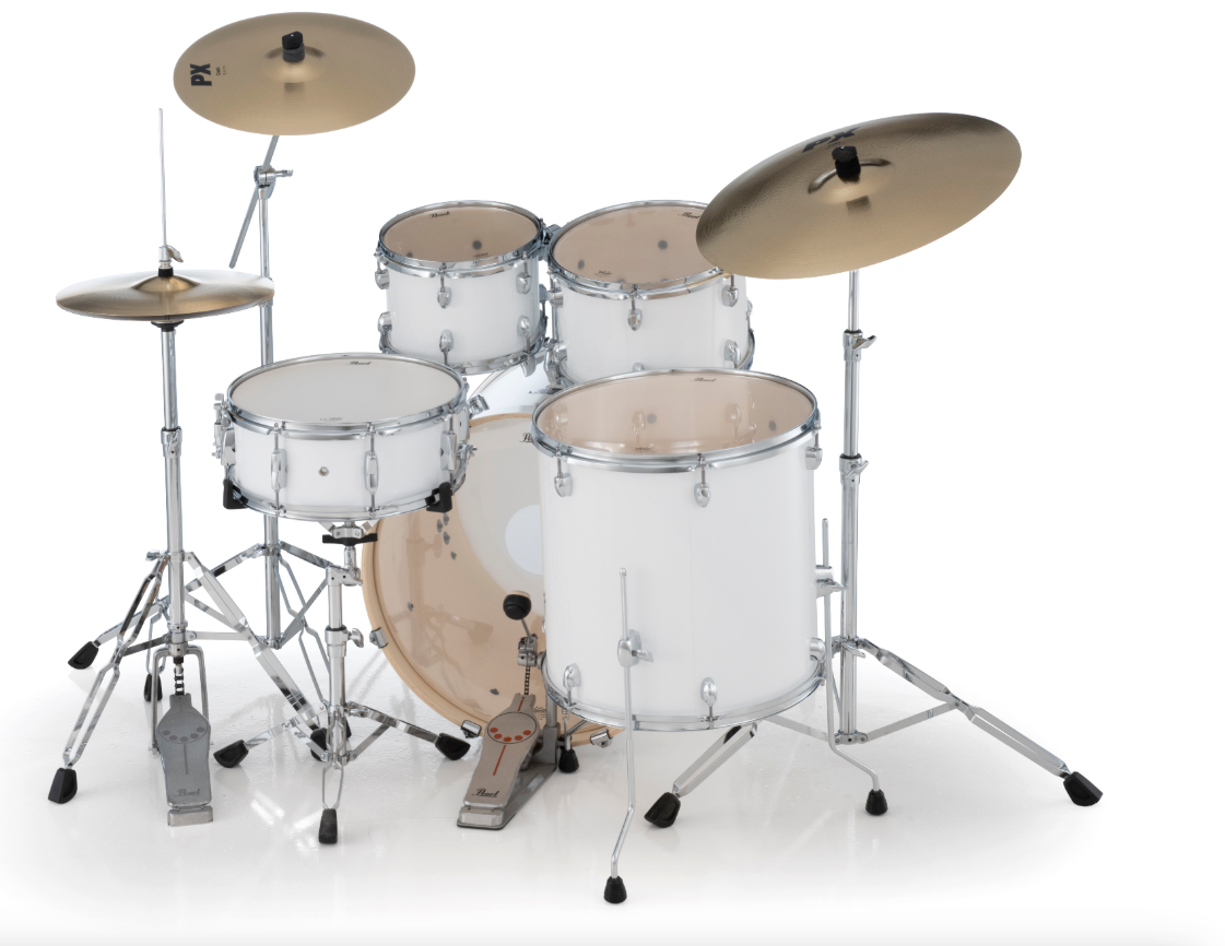 Pearl Export 5-Piece Drum Set With Sabian Cymbals - 22" Bass Drum PURE WHITE