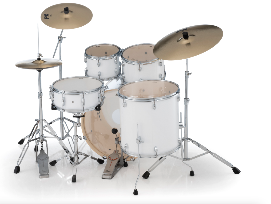 Pearl Export 5-Piece Drum Set With Sabian Cymbals - 20" Bass Drum PURE WHITE