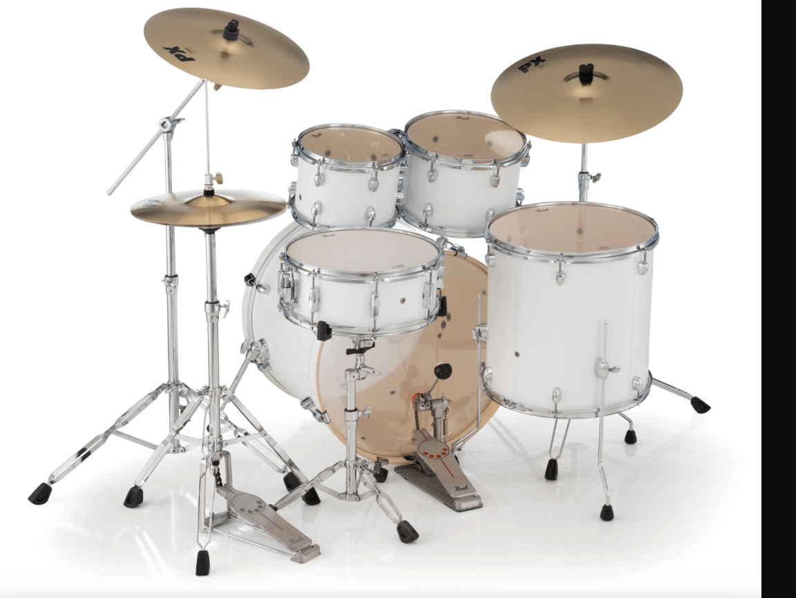 Pearl Export 5-Piece Drum Set With Sabian Cymbals - 20" Bass Drum PURE WHITE