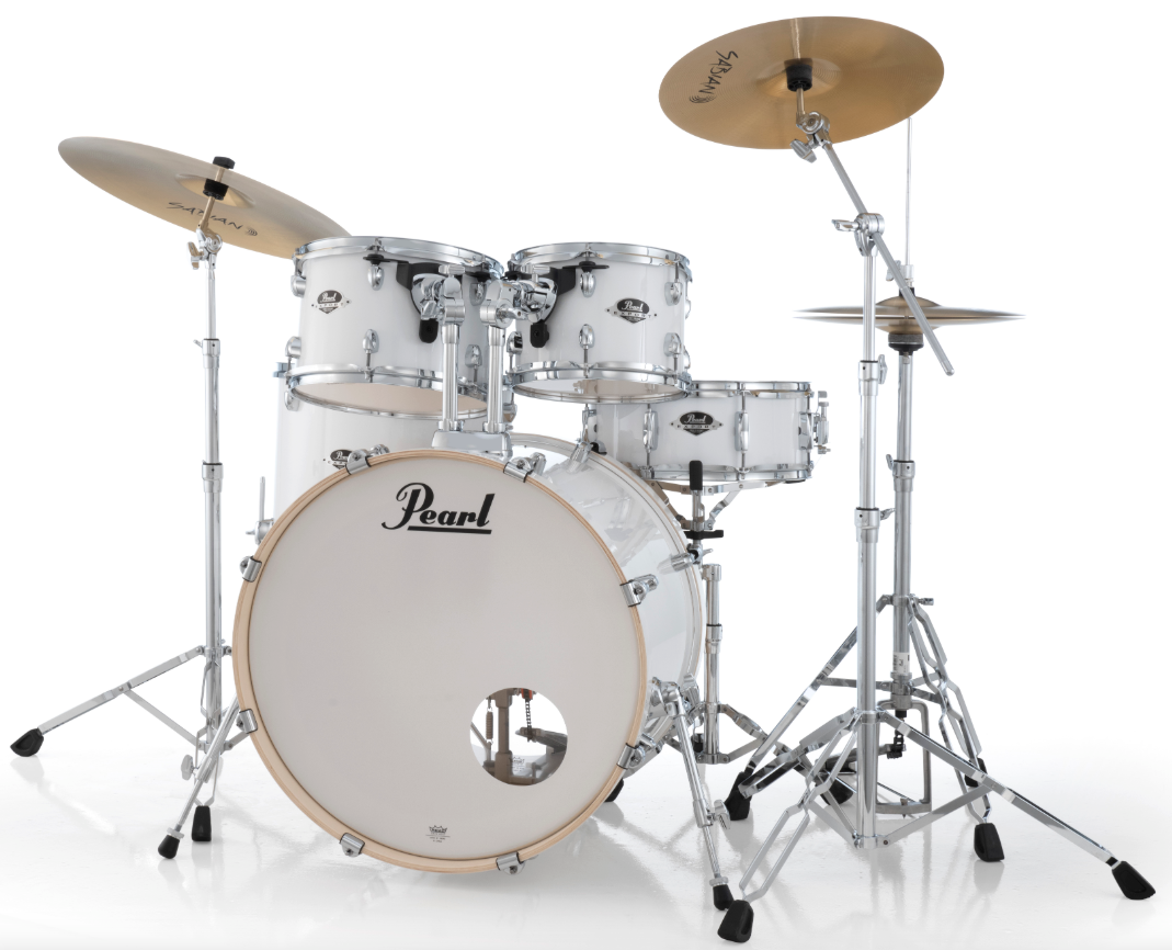 Pearl Export 5-Piece Drum Set With Sabian Cymbals - 20" Bass Drum PURE WHITE