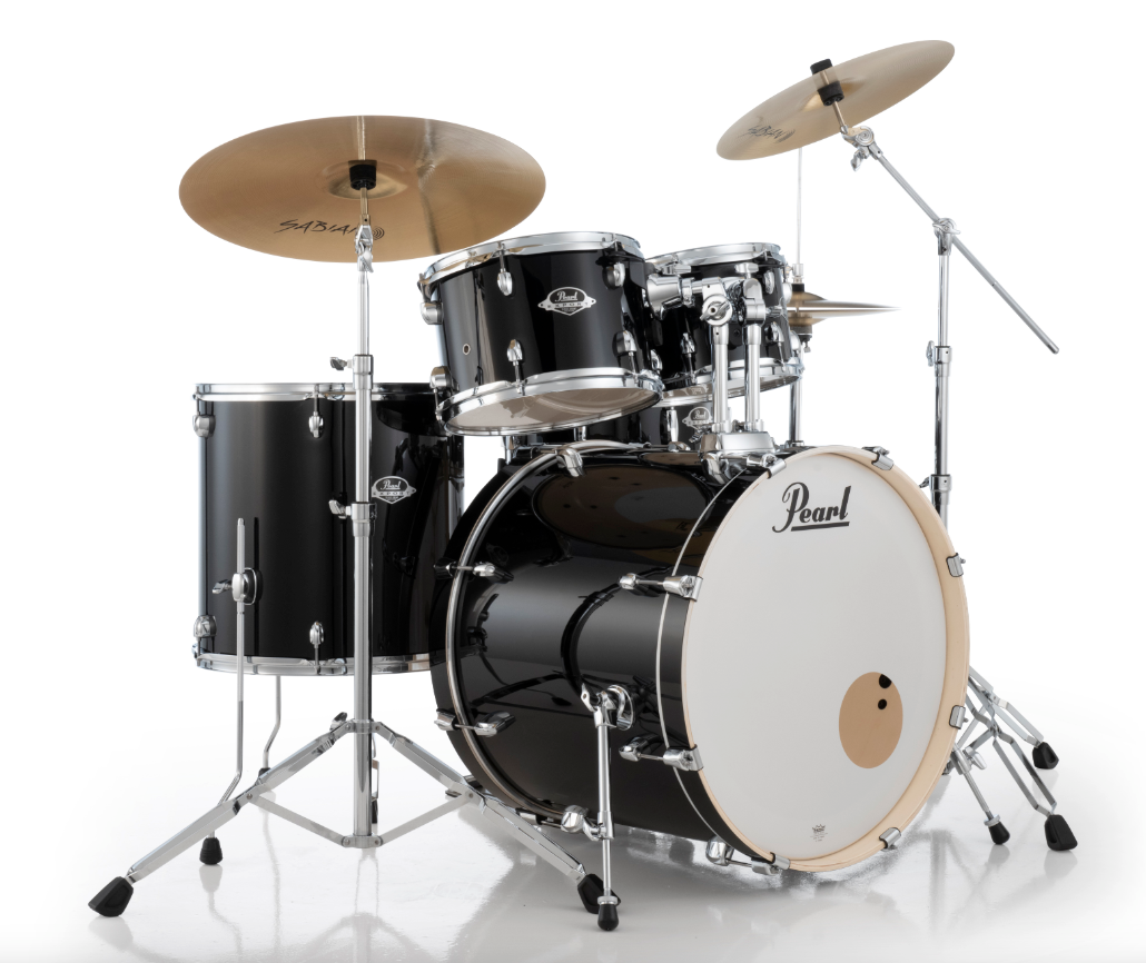 Pearl Export 5-Piece Drum Set With Sabian Cymbals - 20" Bass Drum JET BLACK