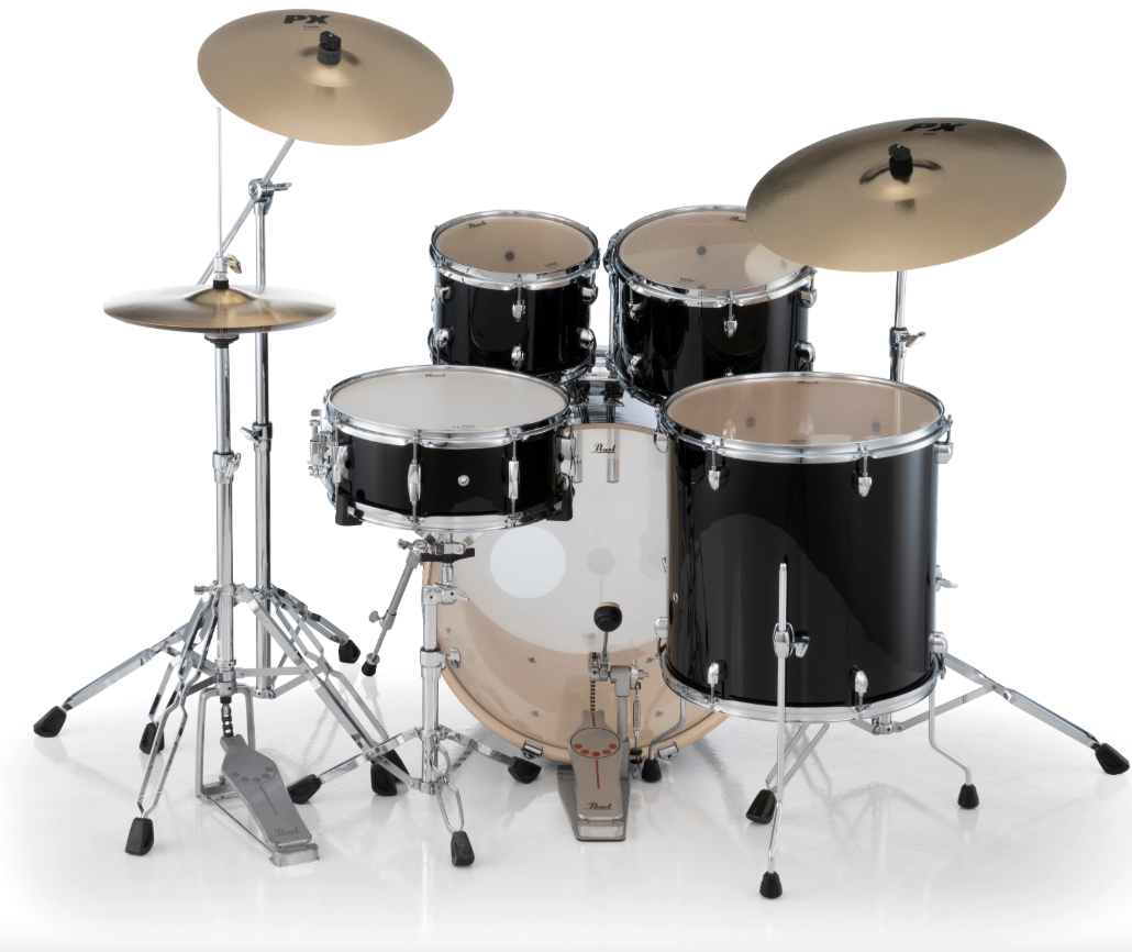 Pearl Export 5-Piece Drum Set With Sabian Cymbals - 20" Bass Drum JET BLACK