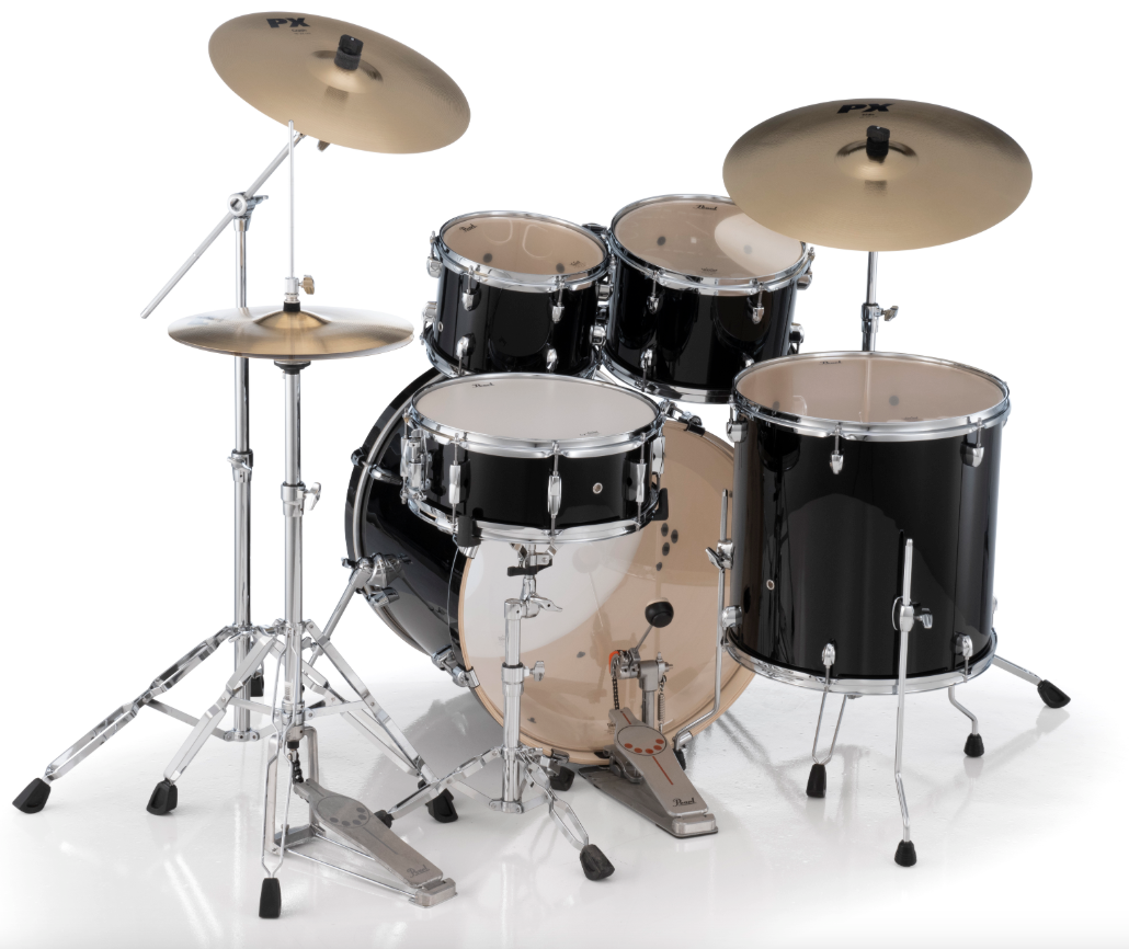 Pearl Export 5-Piece Drum Set With Sabian Cymbals - 20" Bass Drum JET BLACK