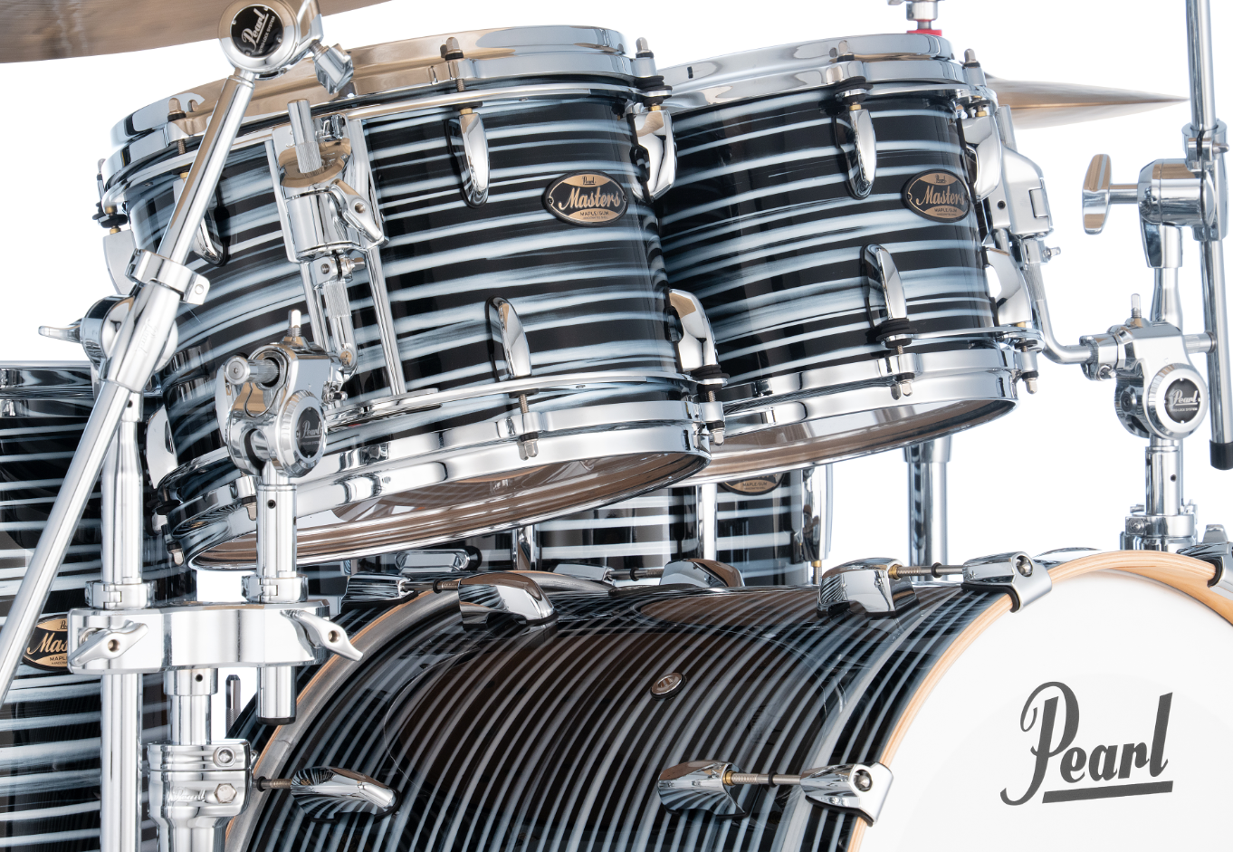 Pearl Masters Maple Pure 4 Piece Shell Pack "XESP" - 22" Bass Drum BLACK OYSTER SWIRL