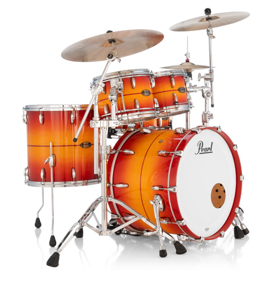 Pearl Masters Maple Gum 4-Piece Shell Pack "XESP" - 22" Bass Drum SUNBURST W/REDSTRIPE