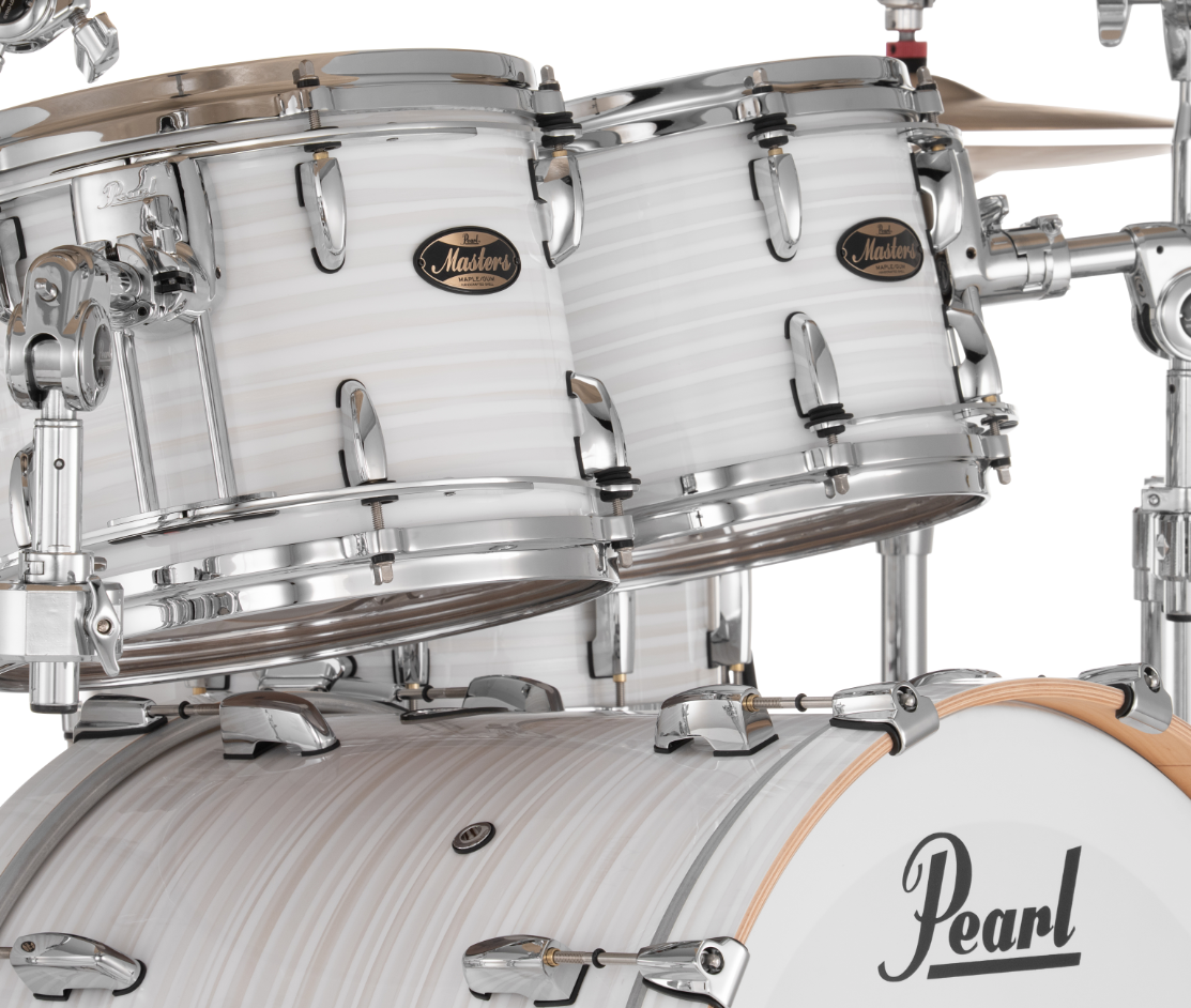 Pearl Masters Maple Gum 4-Piece Shell Pack "XESP" - 22" Bass Drum WHITE ICE SWIRL