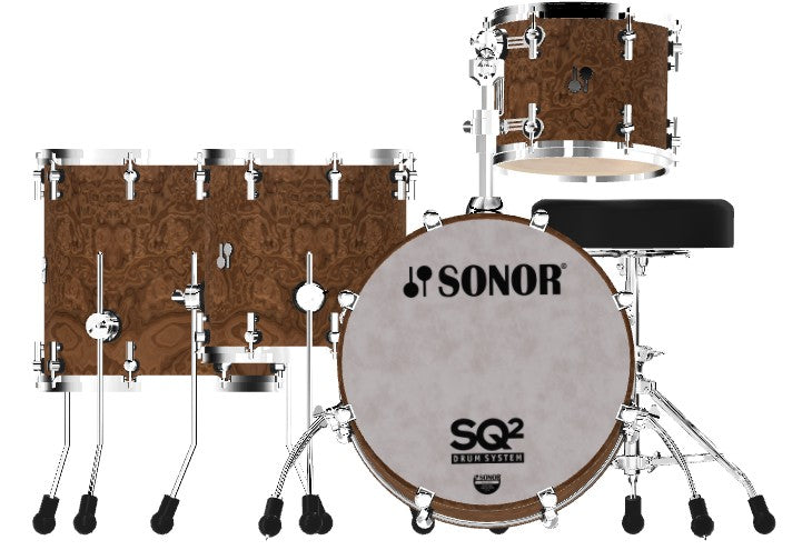 Sonor SQ2 Heavy Birch 4-Piece Kit in Chocolate Burl 20/12/14/16