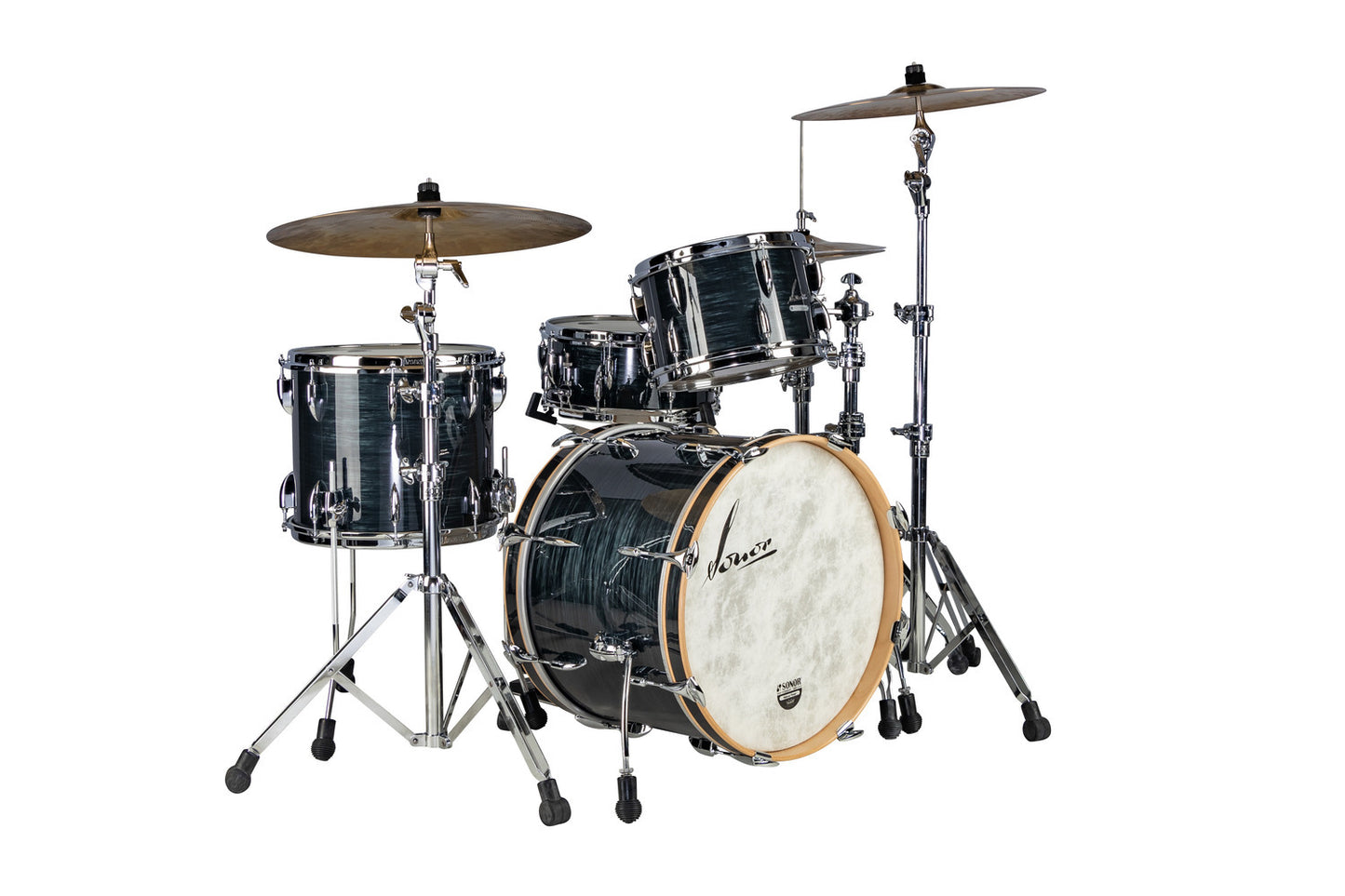 SONOR VINTAGE SERIES 20" 3PC SHELL PACK W/MOUNT-VINTAGE BLACK SLATE