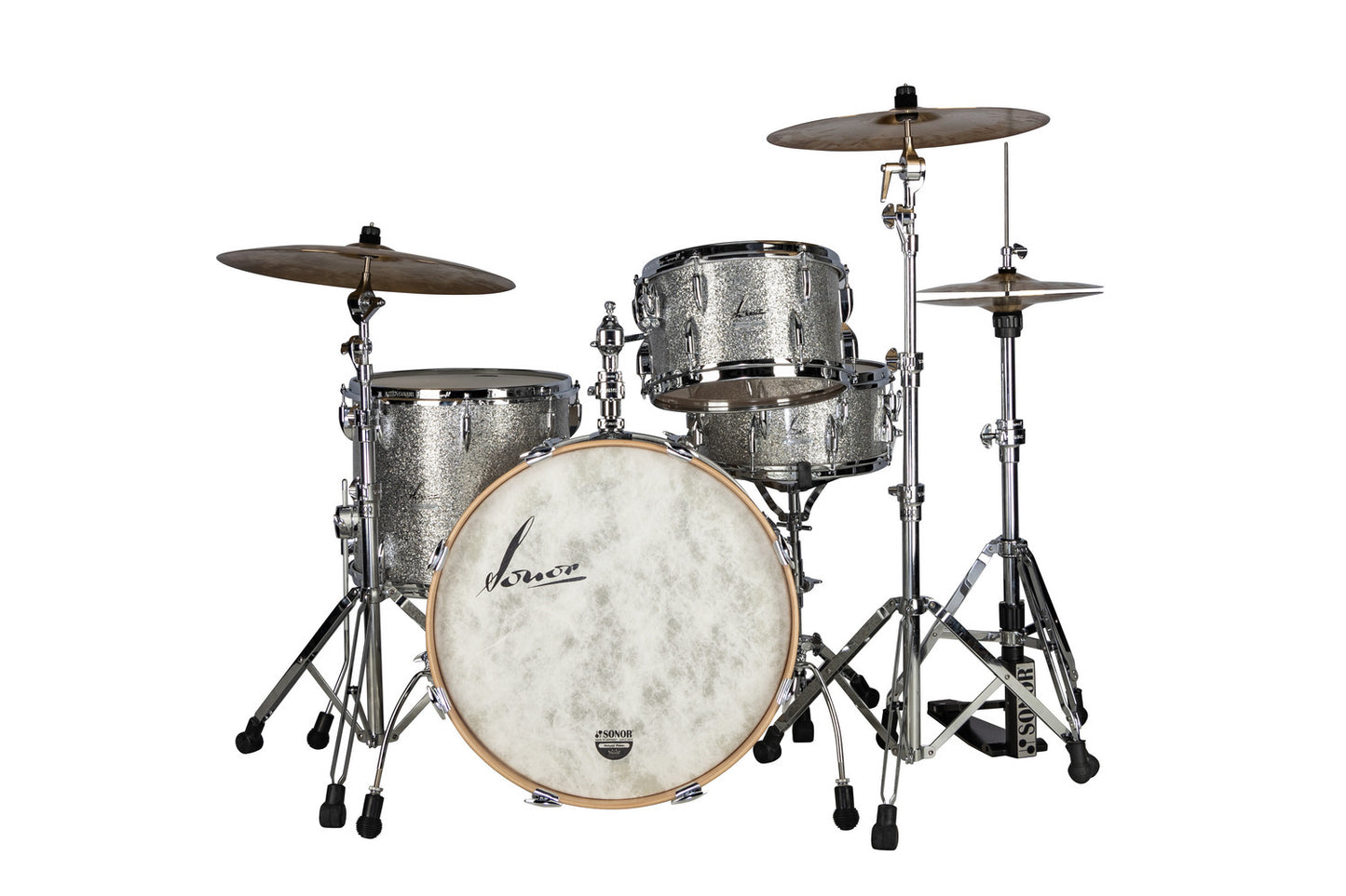 SONOR VINTAGE SERIES 22" 3PC SHELL PACK W/MOUNT-VINTAGE SILVER GLITTER