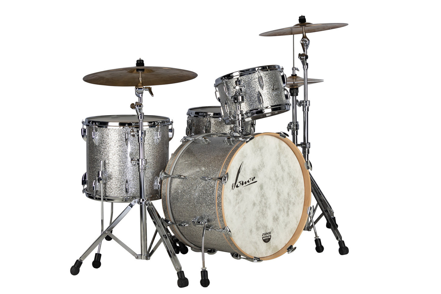 SONOR VINTAGE SERIES 22" 3PC SHELL PACK W/MOUNT-VINTAGE SILVER GLITTER