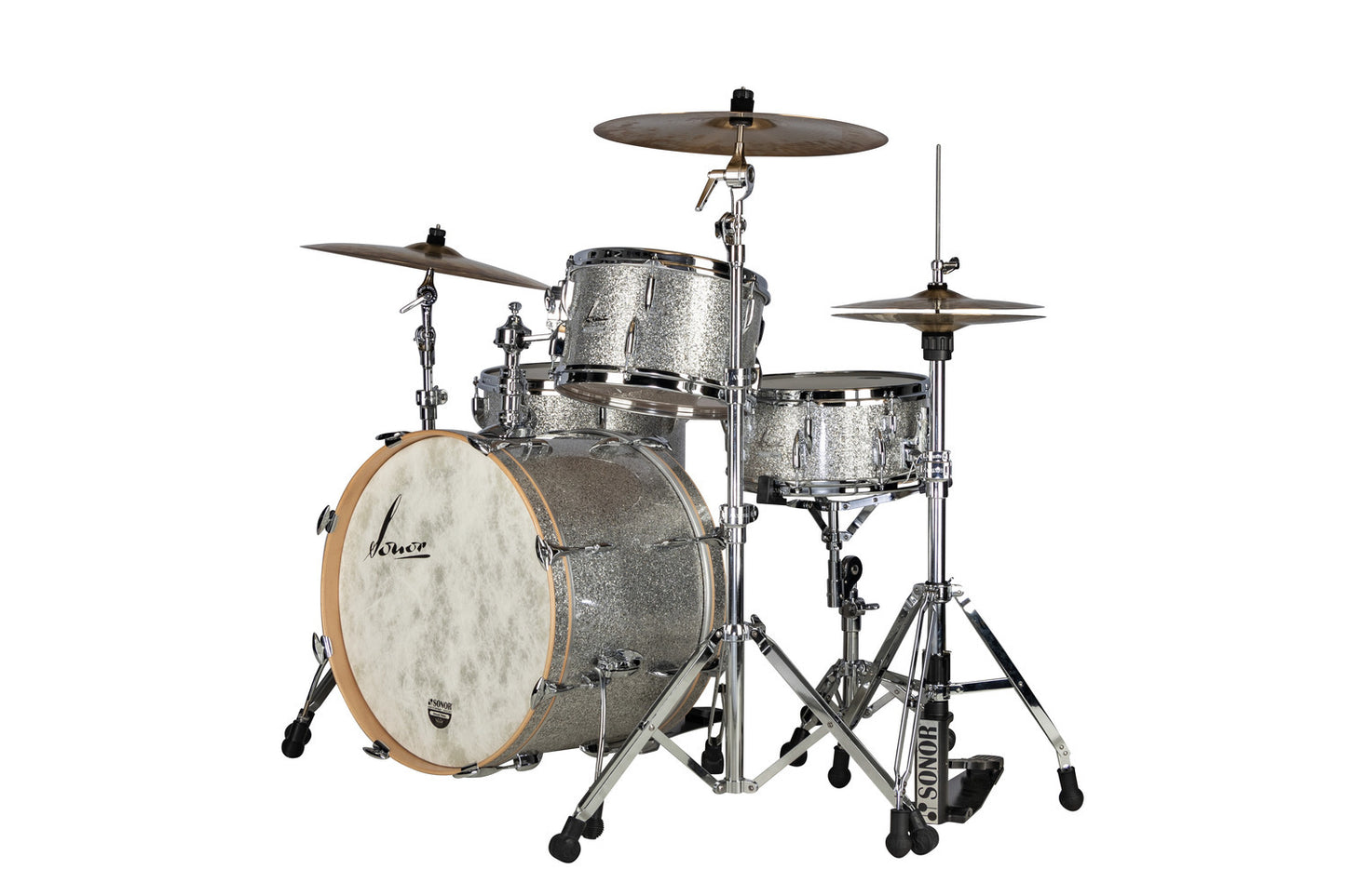 SONOR VINTAGE SERIES 22" 3PC SHELL PACK W/MOUNT-VINTAGE SILVER GLITTER