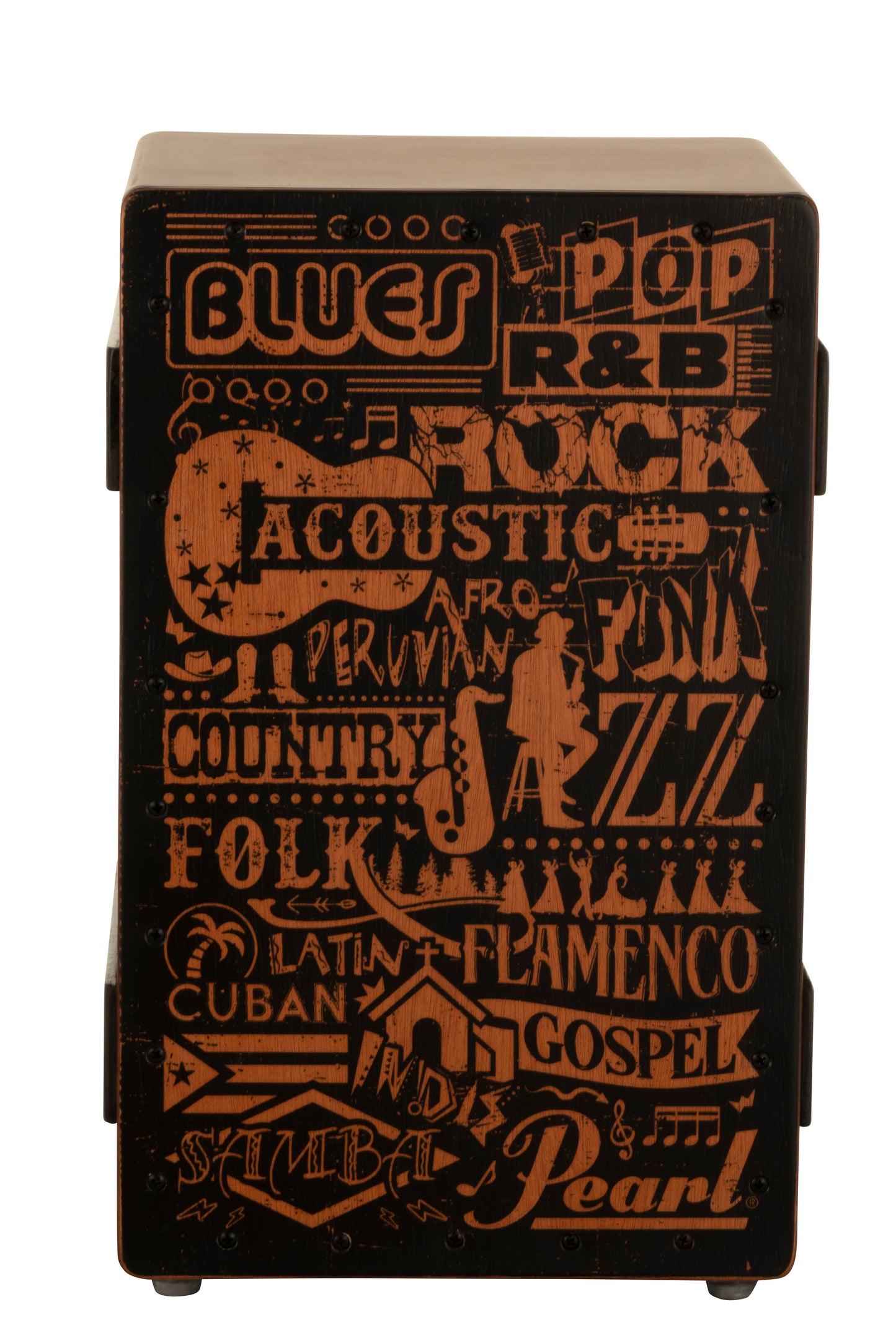 PRIMERO CRATE STYLE CAJON WITH MUSIC GENRE FRONT