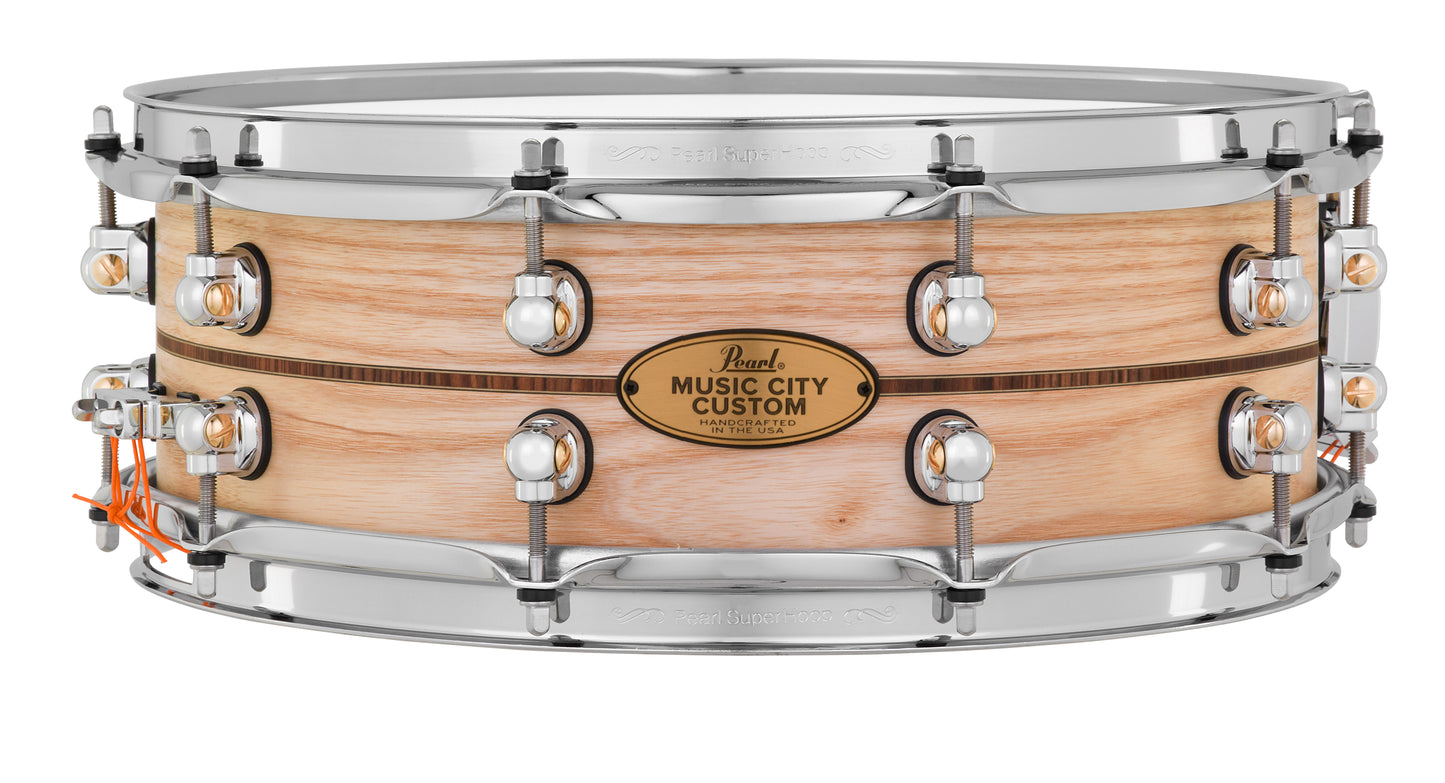MUSIC CITY CUSTOM SOLID ASH 14"X5" SNARE DRUM W/INLAY