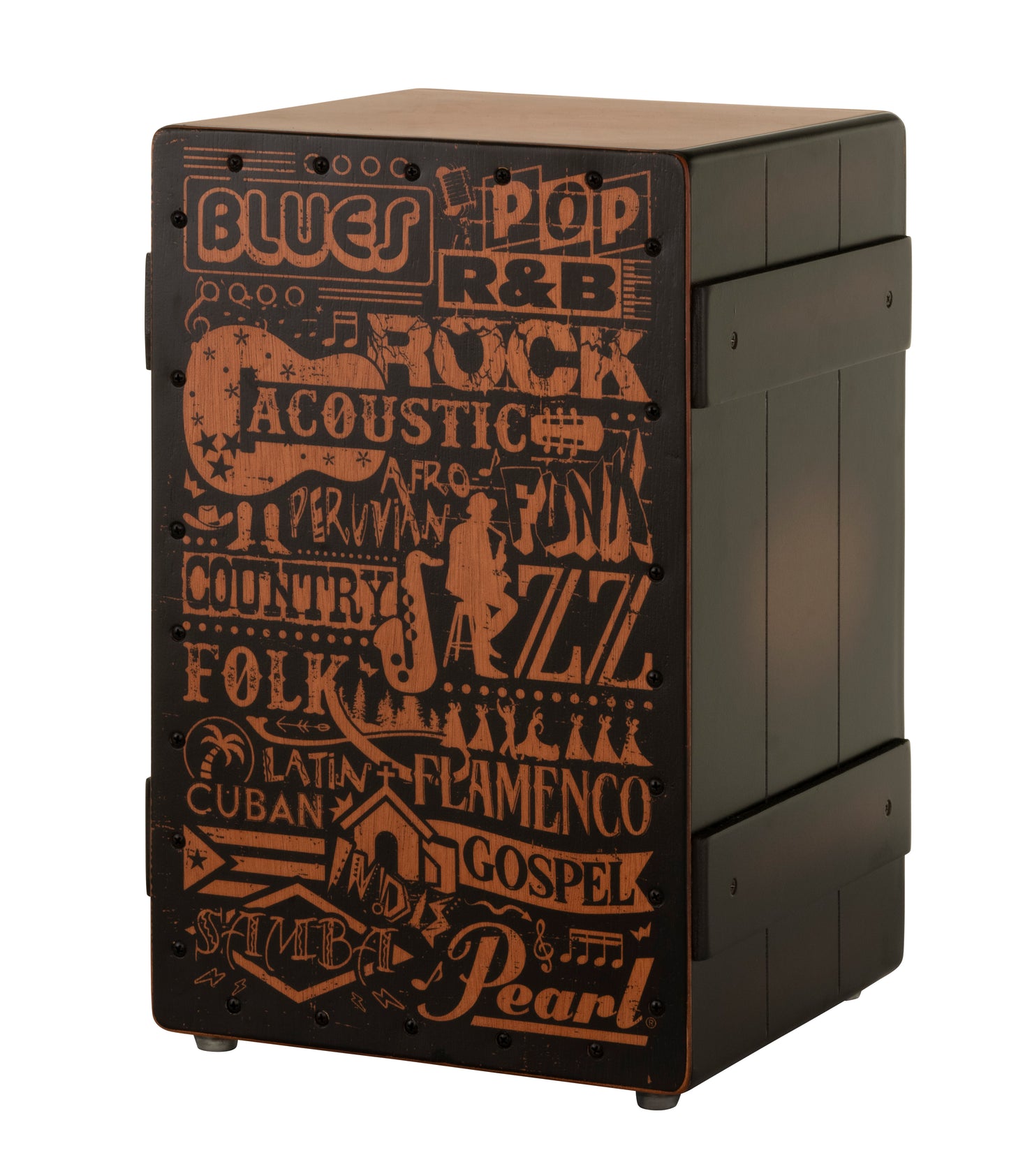 PRIMERO CRATE STYLE CAJON WITH MUSIC GENRE FRONT