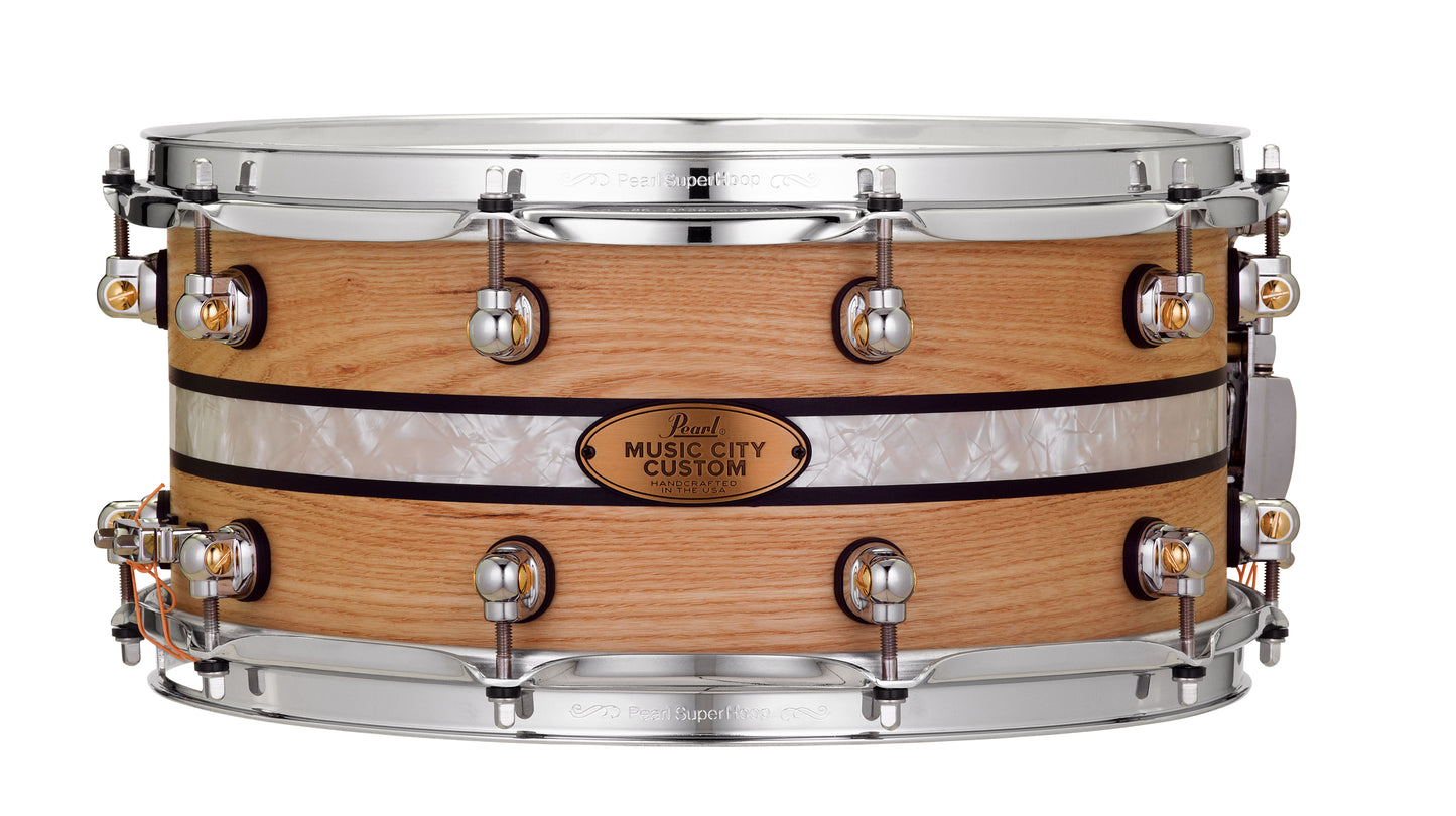 MUSIC CITY CUSTOM SOLID ASH 14"X6.5" SNARE DRUM W/INLAY