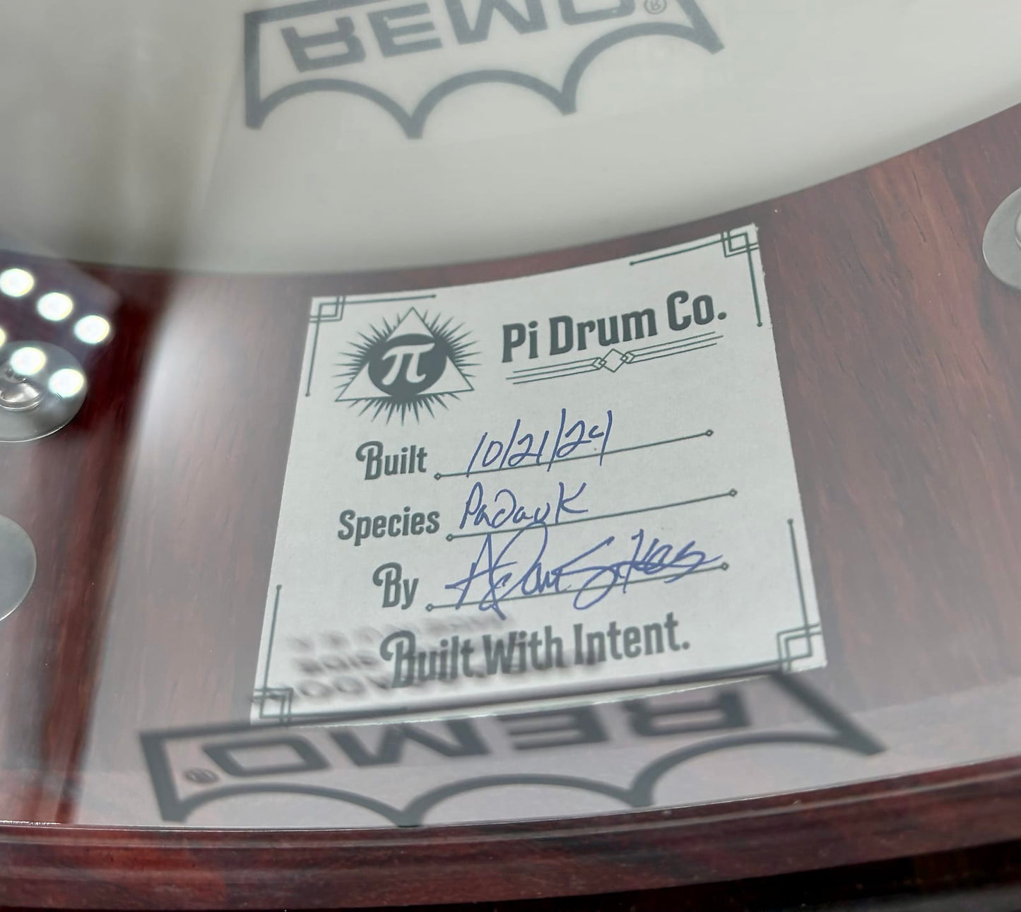 Pi Drum Company 14" x 3.5" Padauk Piccolo Snare