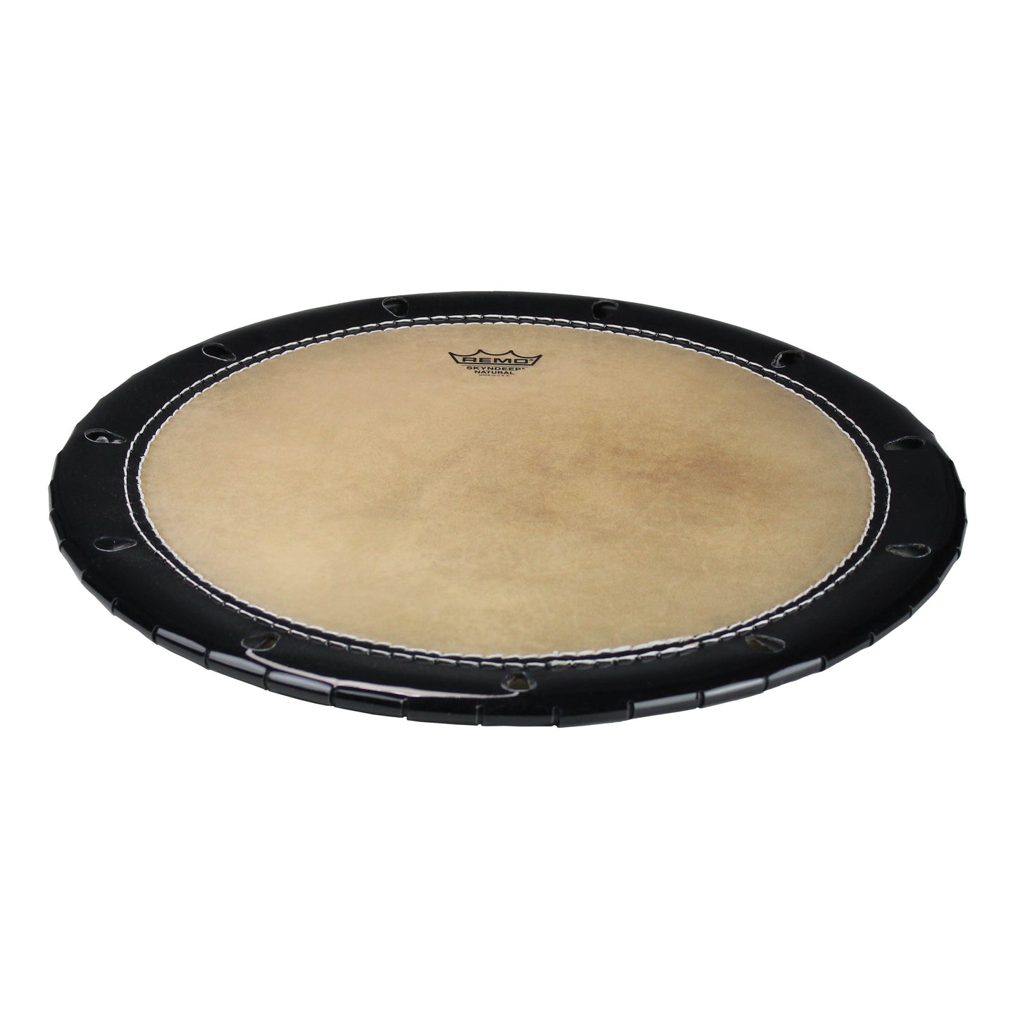 Taiko Drumhead, Okedaiko, Skyndeep Natural Calfskin, 19 Od, 15 Crown Dia., Black Edge