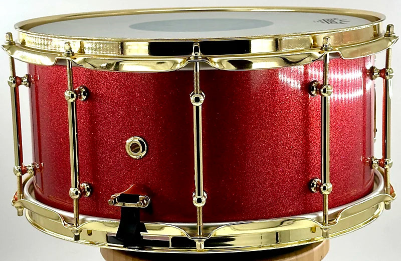 Pi Drum Company Maple Stave Red Sparkle Lacquer - 14x7"