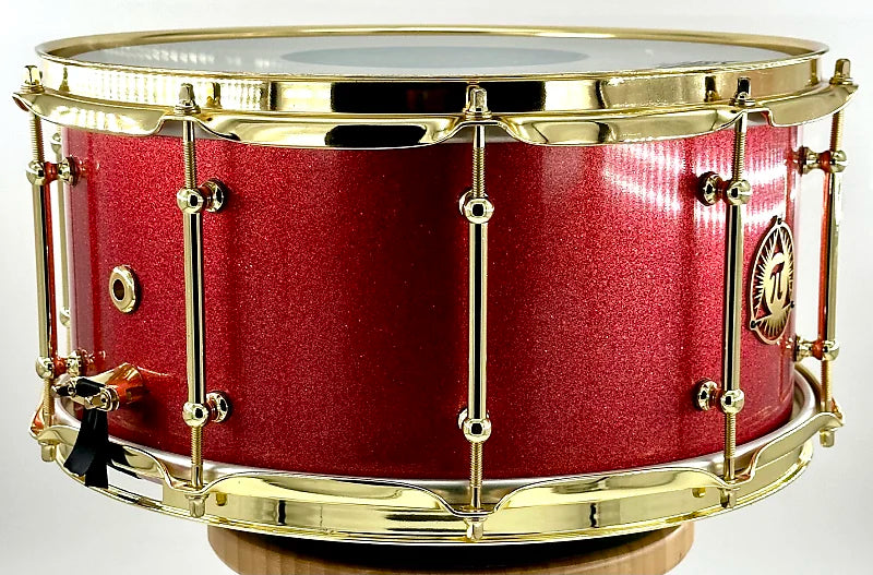 Pi Drum Company Maple Stave Red Sparkle Lacquer - 14x7"