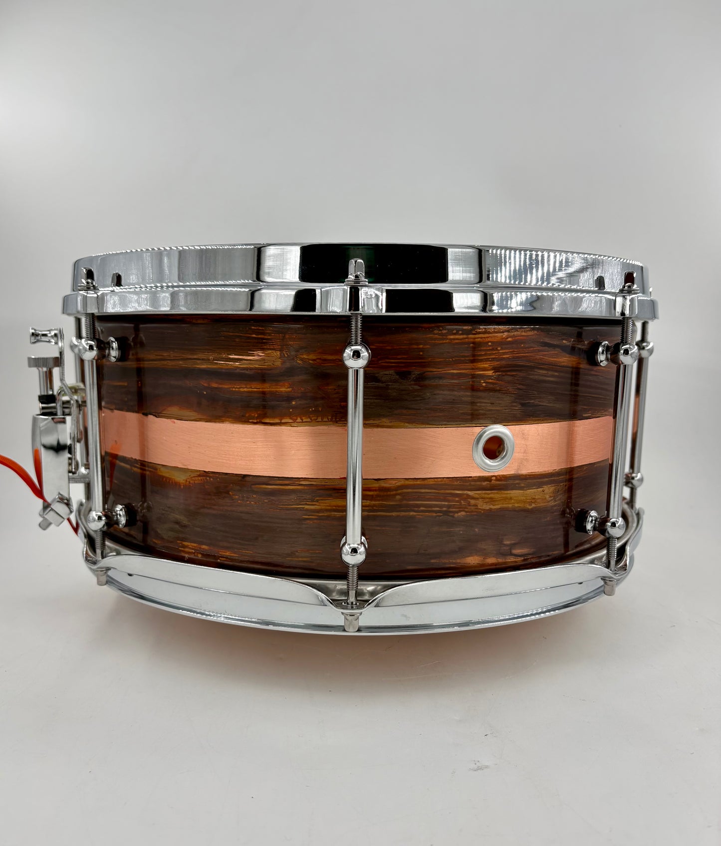 Lucky Drums Company 6.5”x14” Brushed Copper Snare w/ Stripe