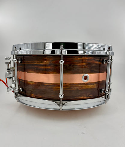 Lucky Drums Company 6.5”x14” Brushed Copper Snare w/ Stripe