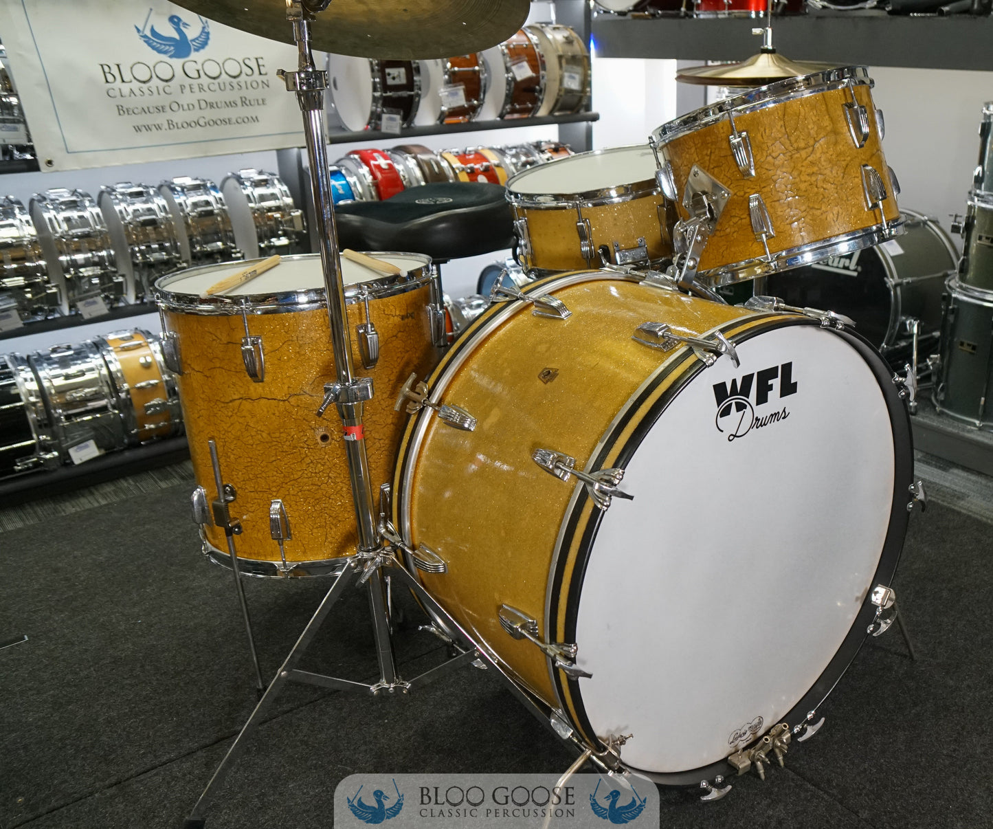 *INCREDIBLE SOUND* Late 1950s WFL 4-Piece Drum Kit (22/16/13 w/Matching Snare)