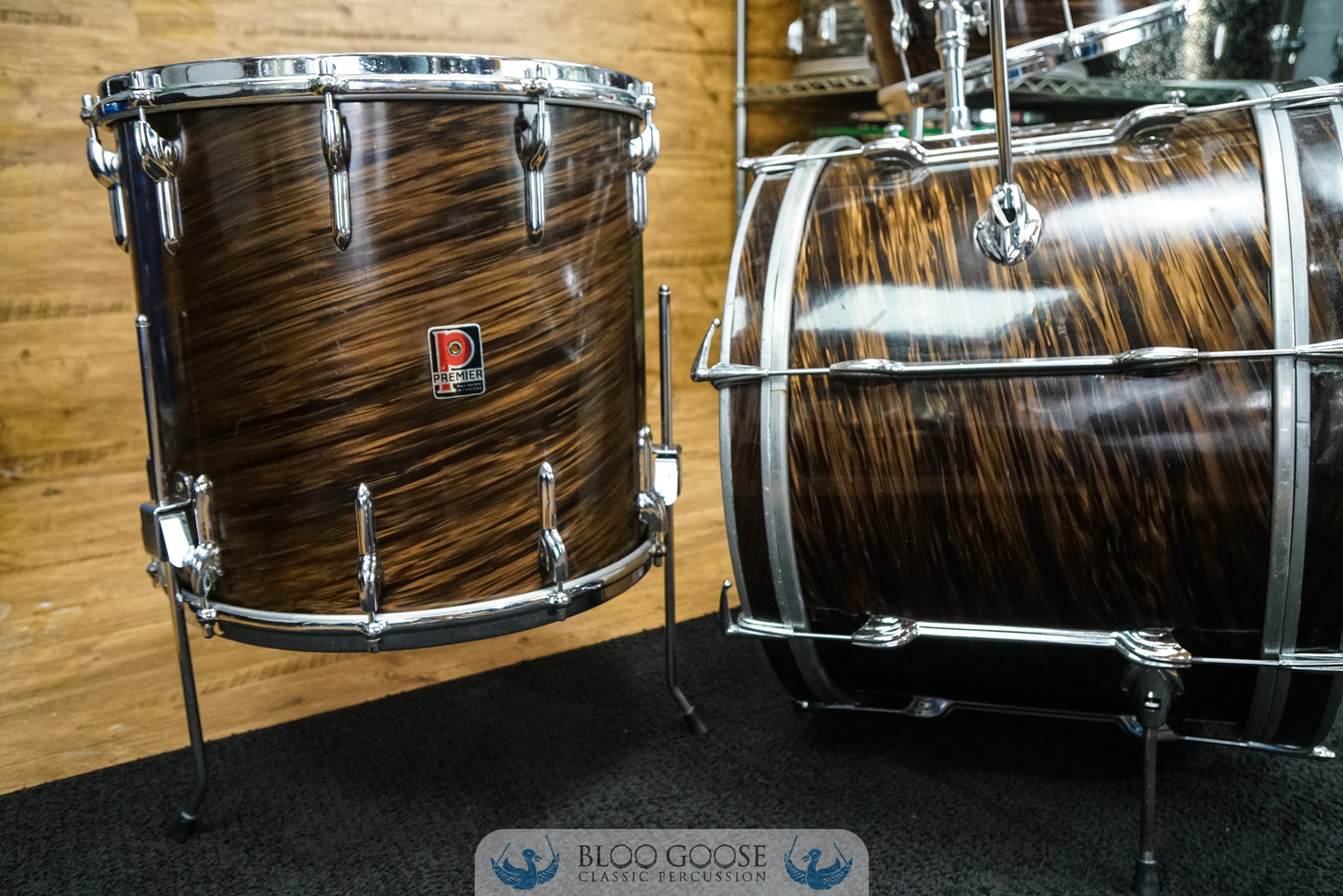 Premier 1960s Drum Kit 20/12/16 in Mahogany Swirl aka "Root Beer"