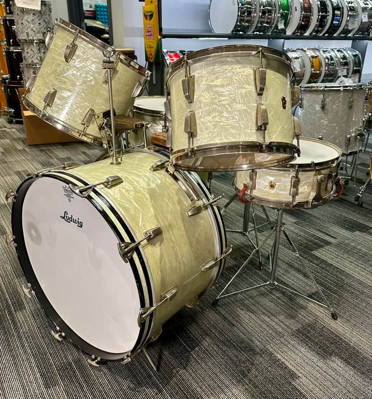 WFL/Ludwig Vintage 5 Piece Drum Set 1950s - White Marine Pearl