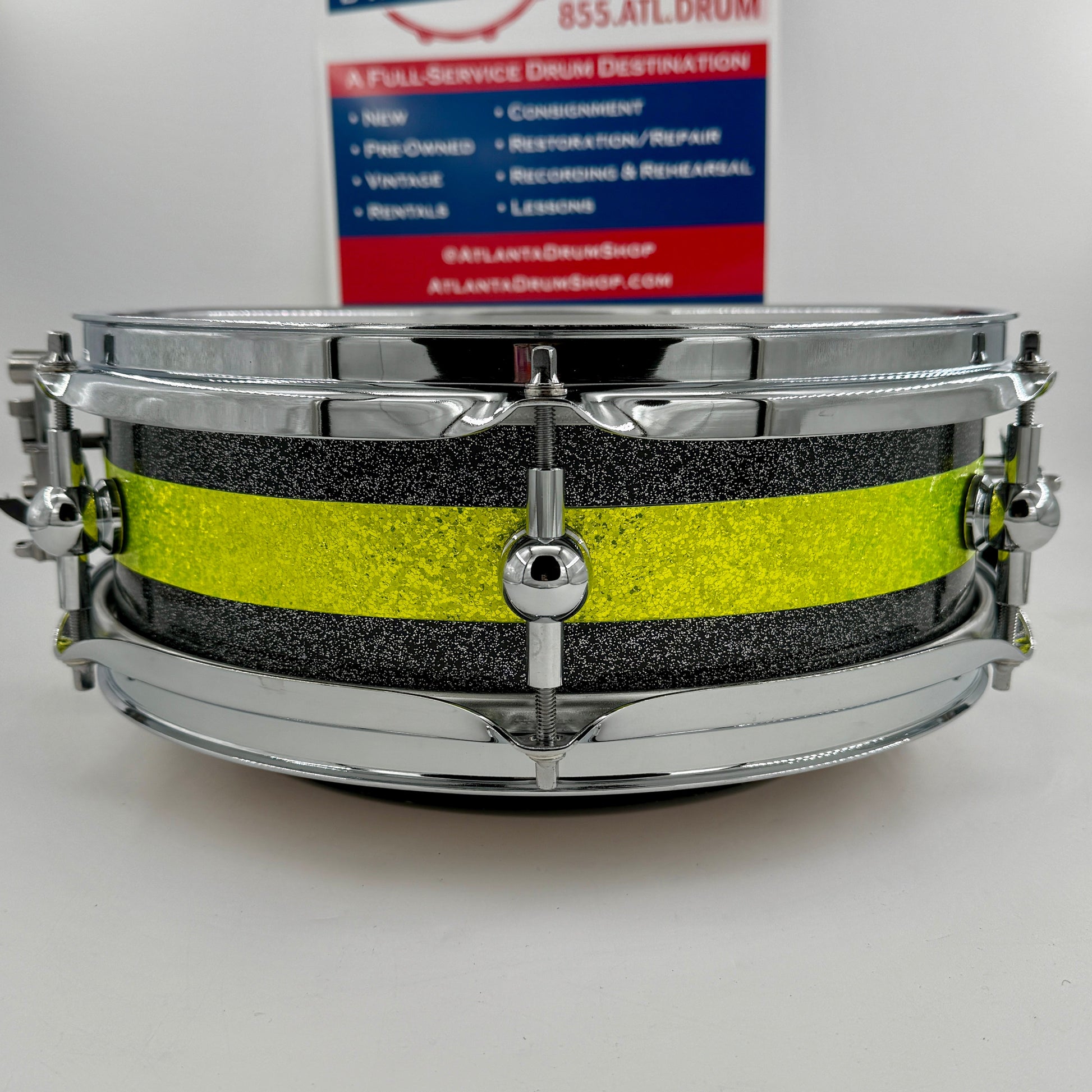 Montineri 12” x 4” Maple/Poplar Snare 2025 - Black/Green Sparkle-Montineri-Atlanta Drum Shop