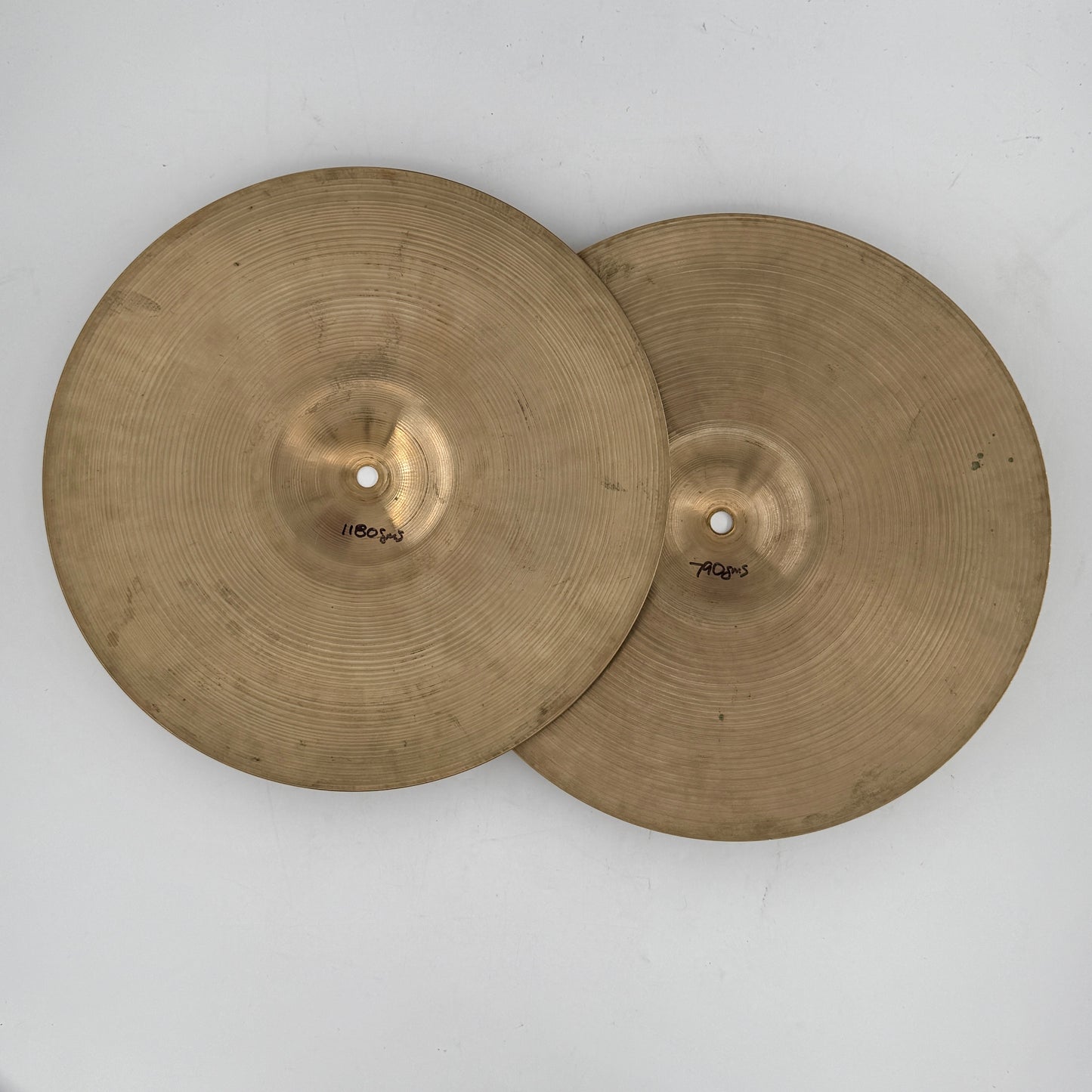 Vintage A. Zildjian 1960's Stamp 14" Hi-hats - 790g/1180g