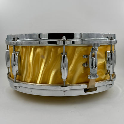 Gretsch 1966 Model 4157 8-Lug Snare Drum-  14" x 5.5" - Yellow Satin Flame