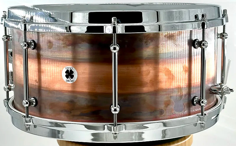 Lucky Drum Company Raw Patina Copper 14"x6.5" w/Die Cast Hoops