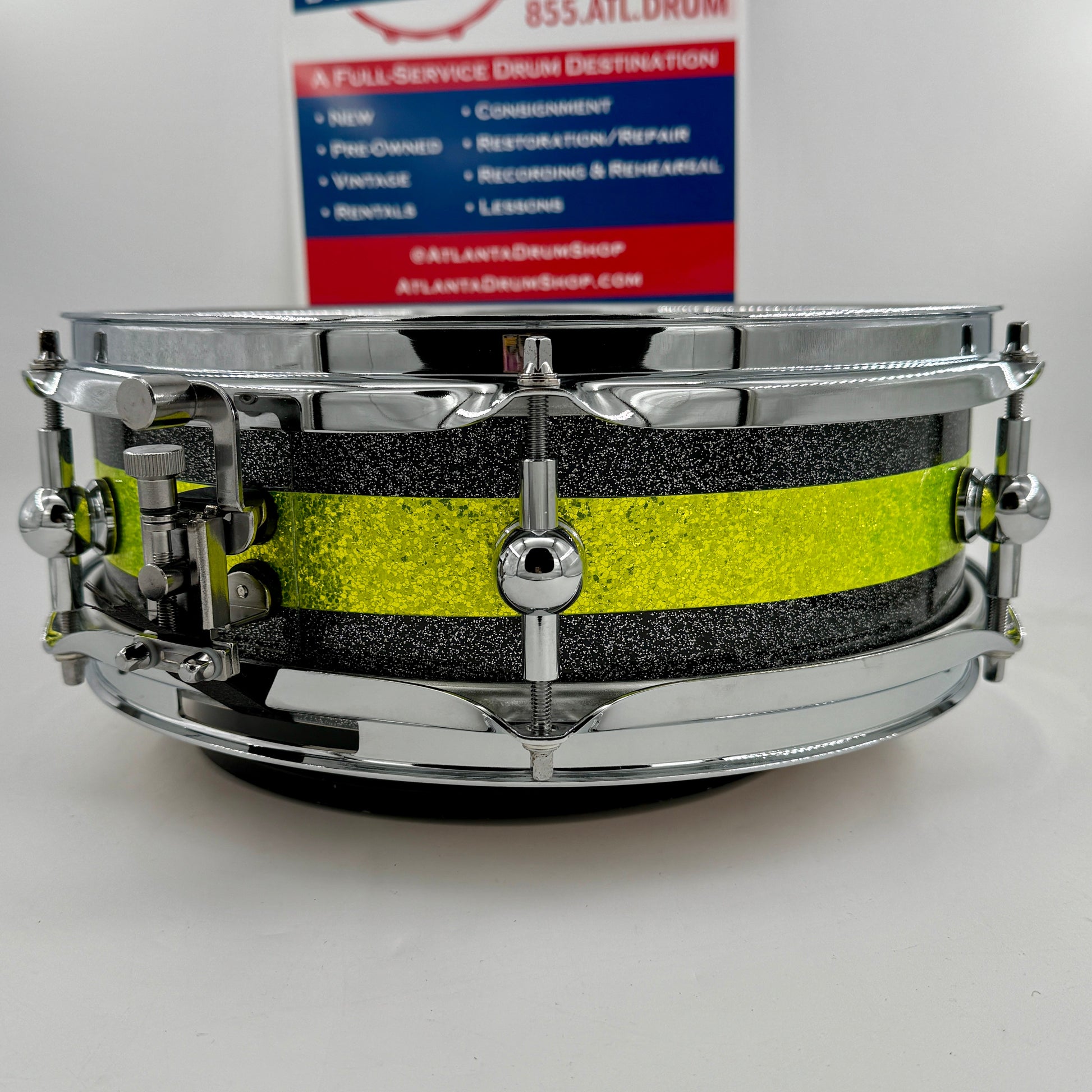 Montineri 12” x 4” Maple/Poplar Snare 2025 - Black/Green Sparkle-Montineri-Atlanta Drum Shop