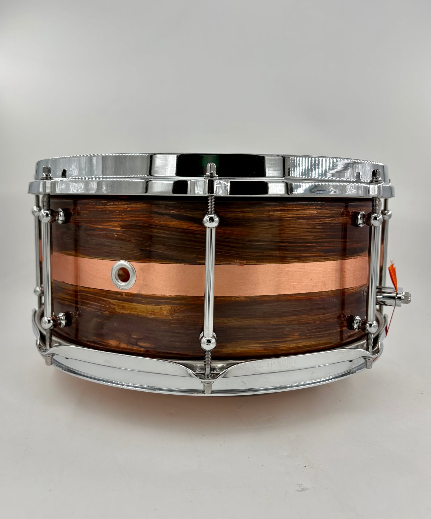 Lucky Drums Company 6.5”x14” Brushed Copper Snare w/ Stripe